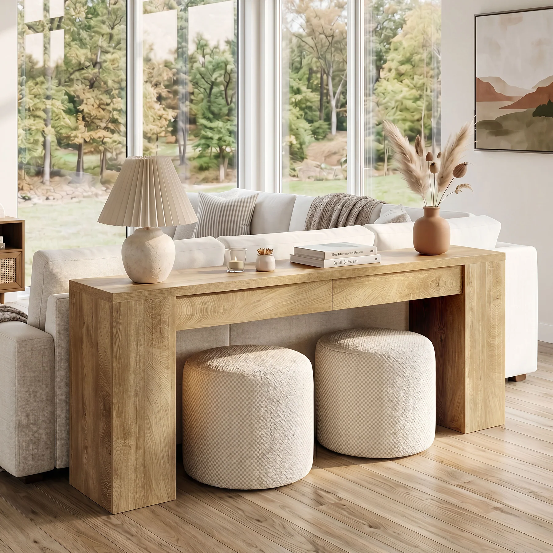 79" Extra Long Console Table, Narrow Sofa Table for Behind Couch, Fluted Entryway Table for Living Room & Hallway - Image 3