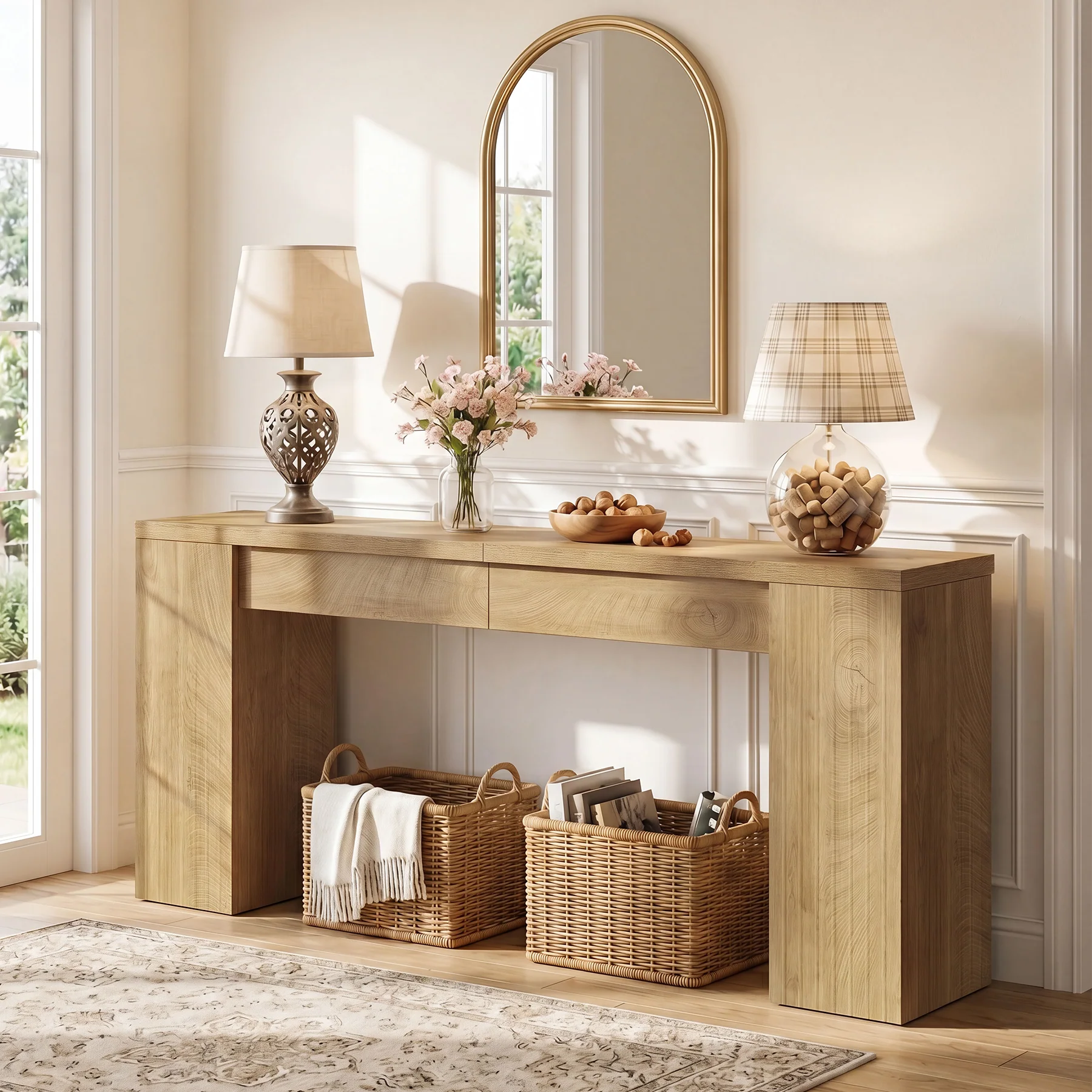 79" Extra Long Console Table, Narrow Sofa Table for Behind Couch, Fluted Entryway Table for Living Room & Hallway - Image 4