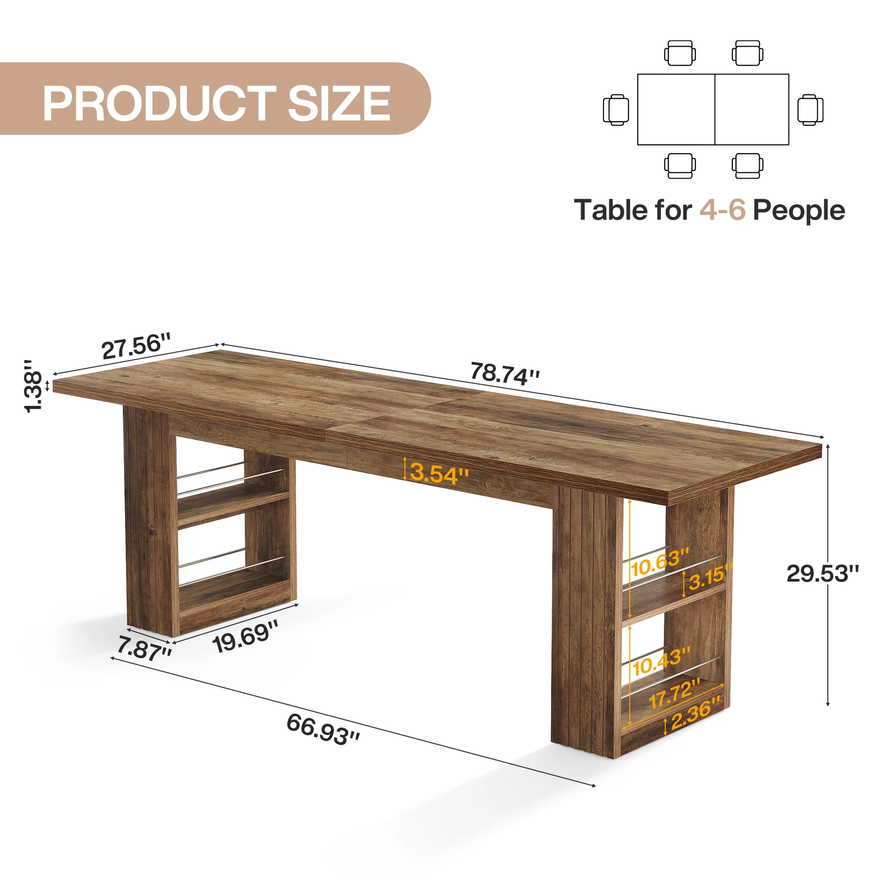 79" Extra Long Office Desk, Conference Table with Storage Shelves for Home Office - Image 2