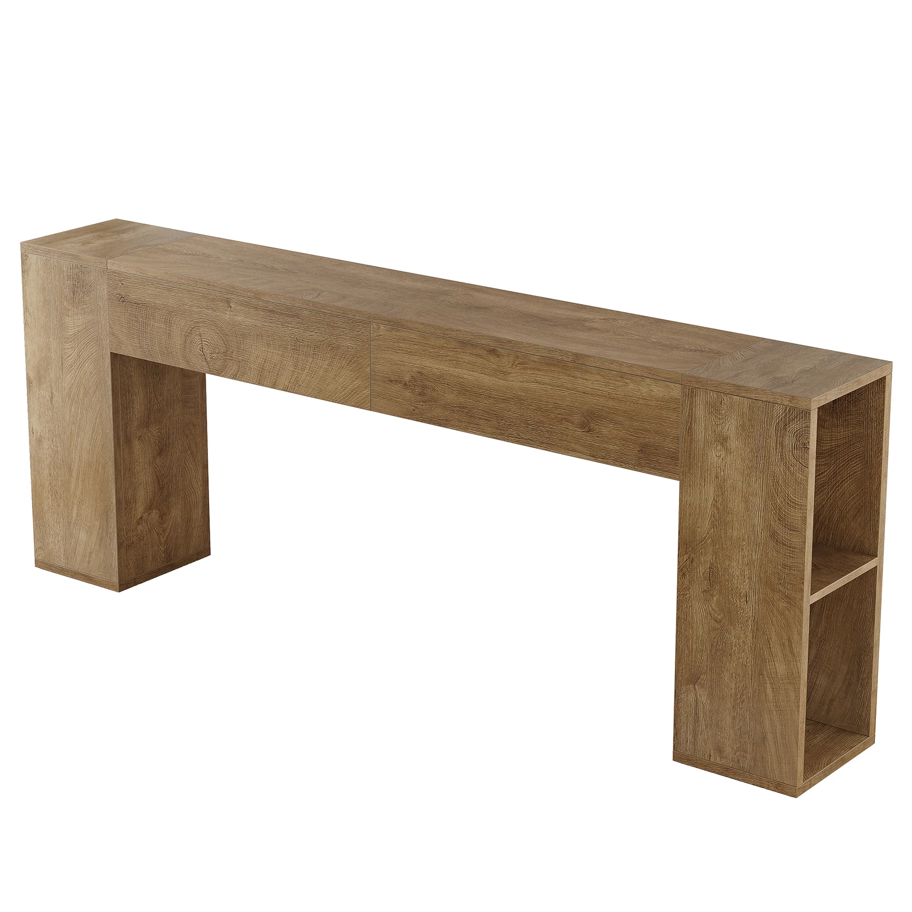 79" Long Console Table, Farmhouse Entryway Table with 2 Drawers and Side Storage Shelves - Image 9