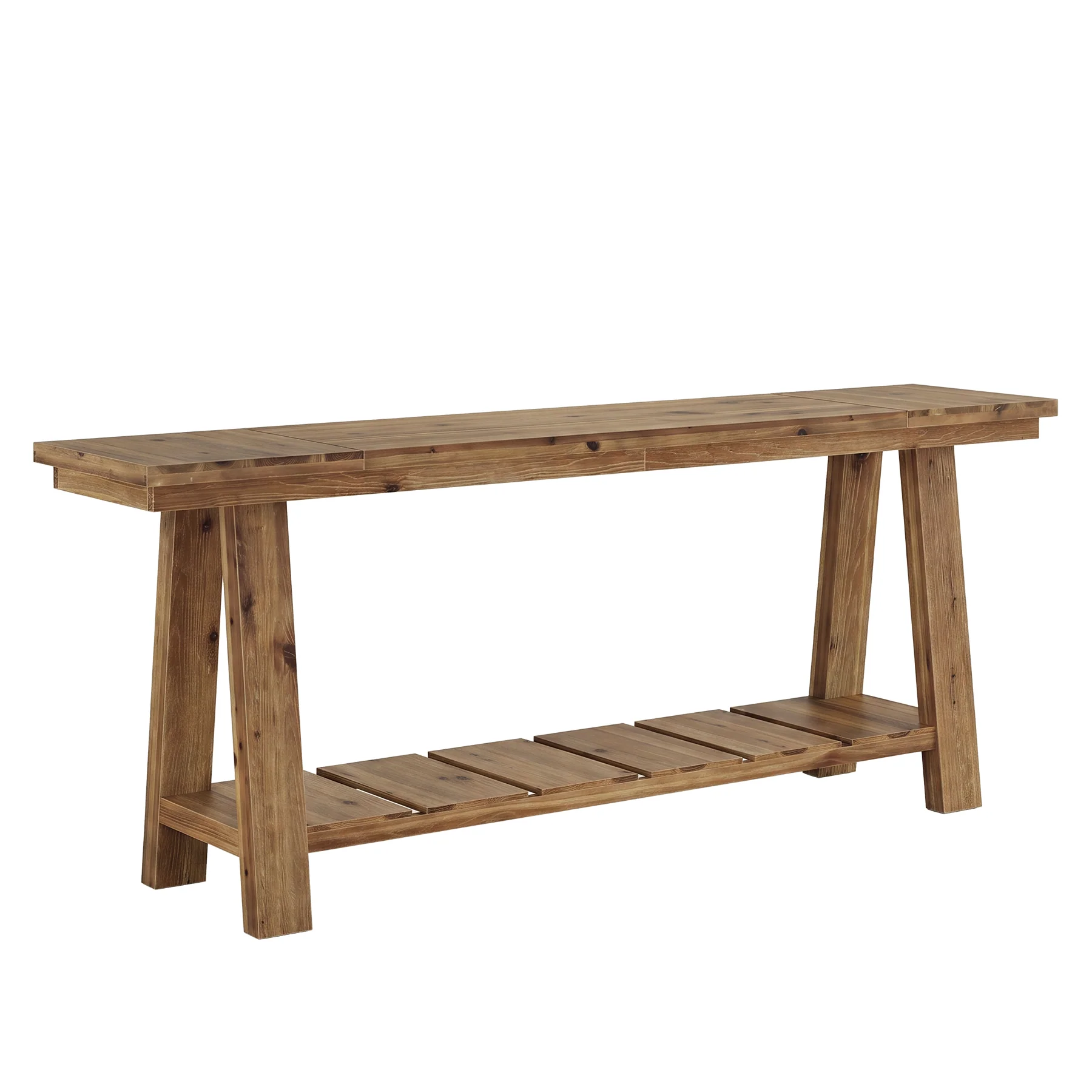 79" Solid Wood Console Table, Long Farmhouse Entryway Table with 2-Tier Storage Shelf - Image 9