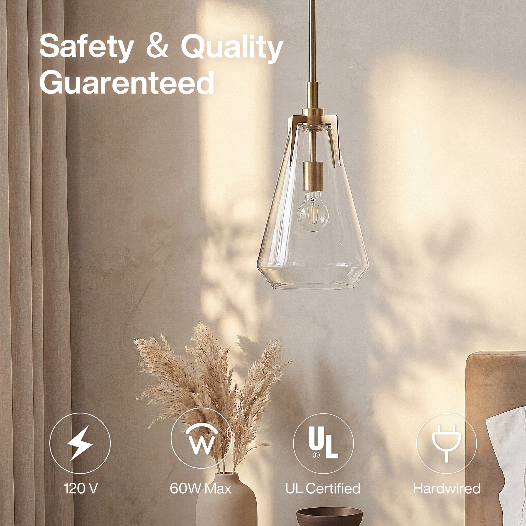 8.5" Single Pendant Light , Modern Hanging Light Fixture with Clear Glass Shade - Image 10