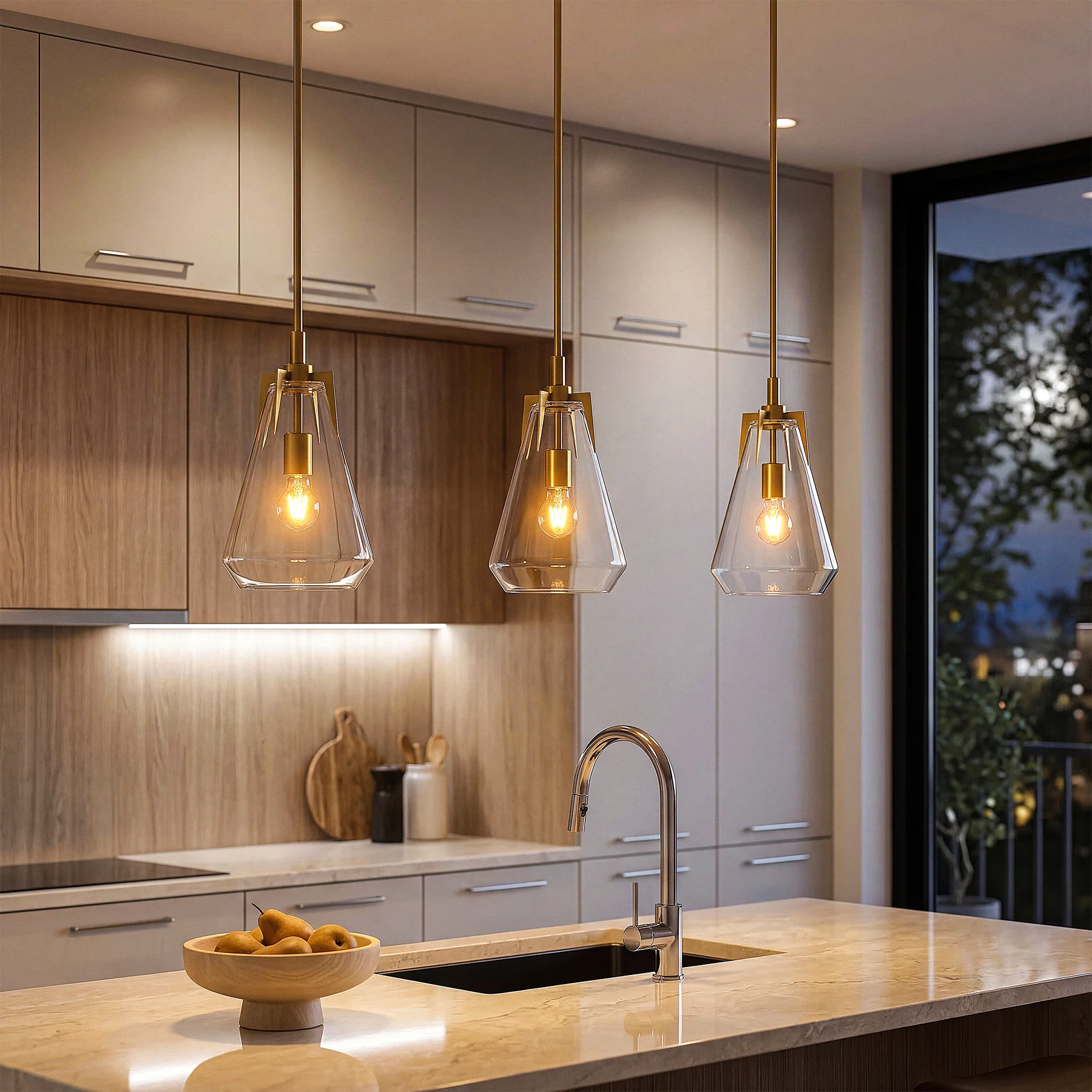 8.5" Single Pendant Light , Modern Hanging Light Fixture with Clear Glass Shade - Image 5