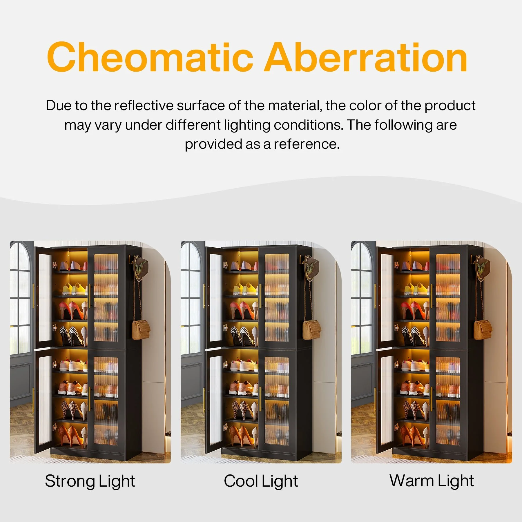 66.9" Tall Shoe Storage Cabinet, 8-Tier Entryway Shoe Organizer Rack with Acrylic Doors and LED Lights - Image 19