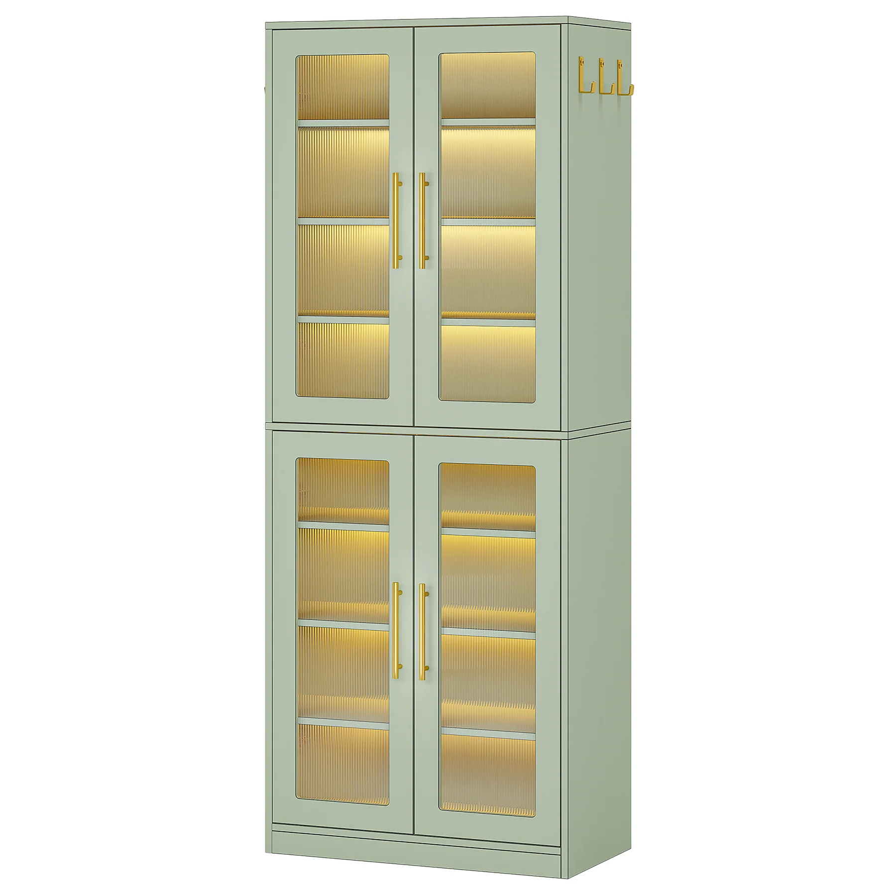 66.9" Tall Shoe Storage Cabinet, 8-Tier Entryway Shoe Organizer Rack with Acrylic Doors and LED Lights - Image 38