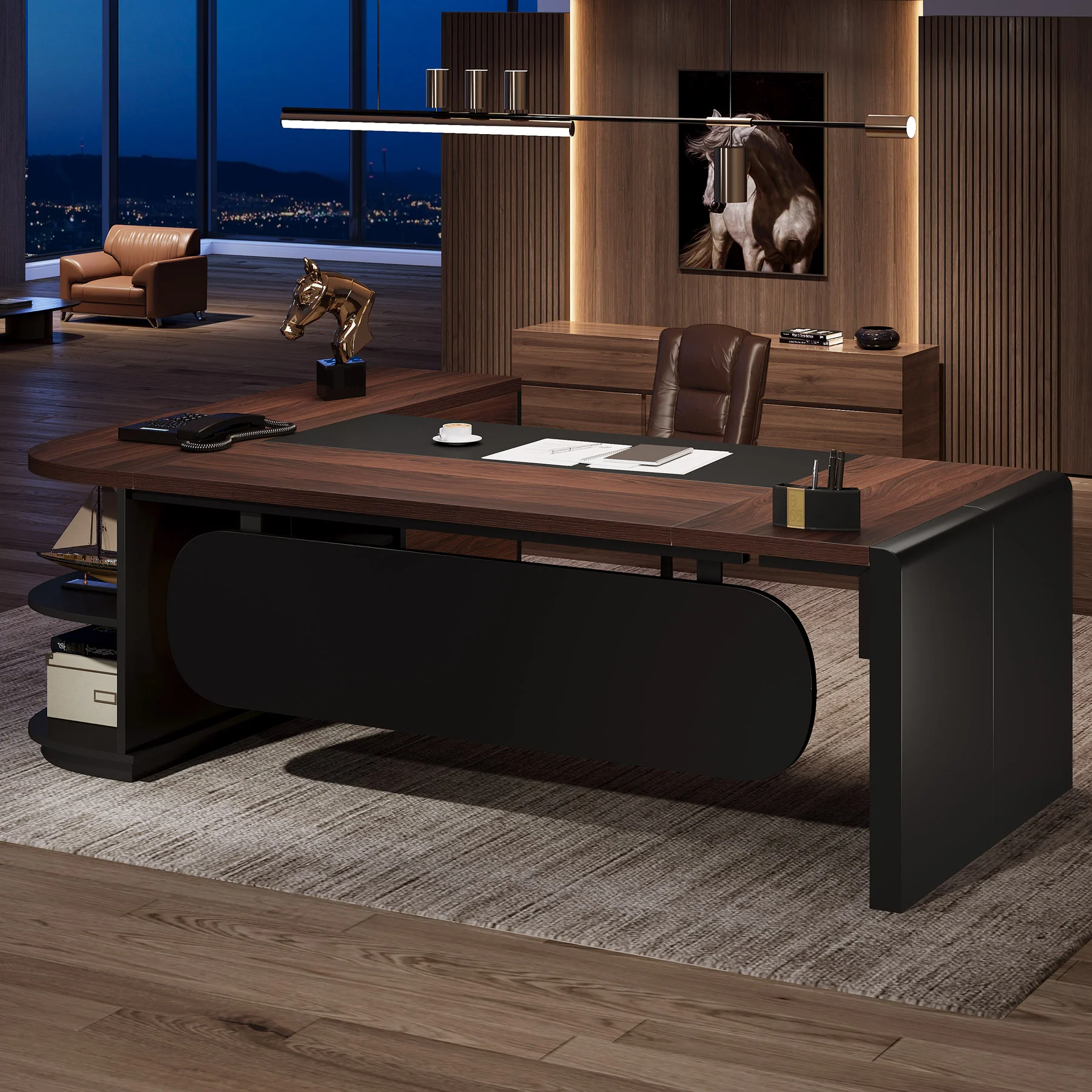 Large 80" L-Shaped Computer Desk with Storage Drawers, Executive Office Workstation - Image 5