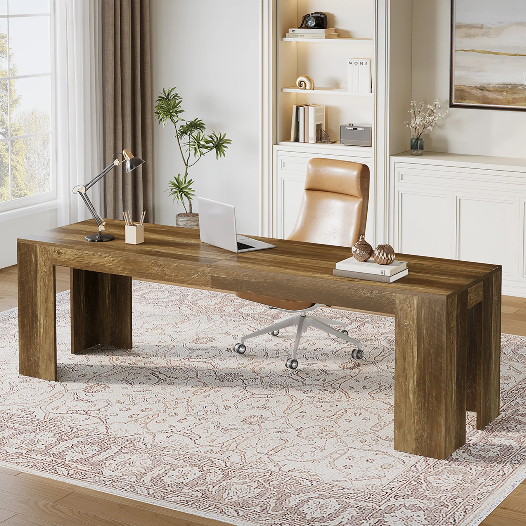 86.6" Two Person Computer Desk, Long Executive Desk with Large Workspace for Home Office - Image 4