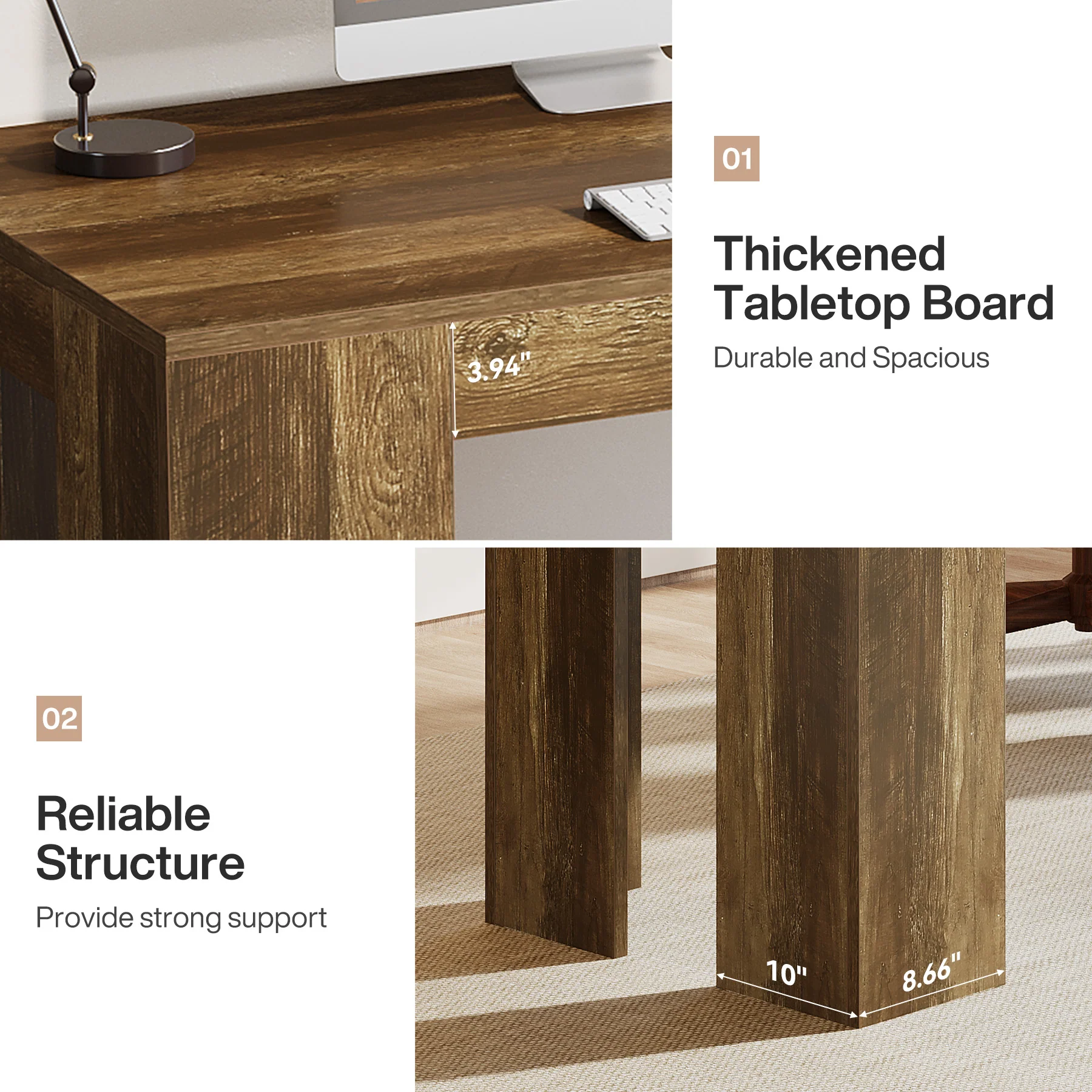 86.6" Two Person Computer Desk, Long Executive Desk with Large Workspace for Home Office - Image 6