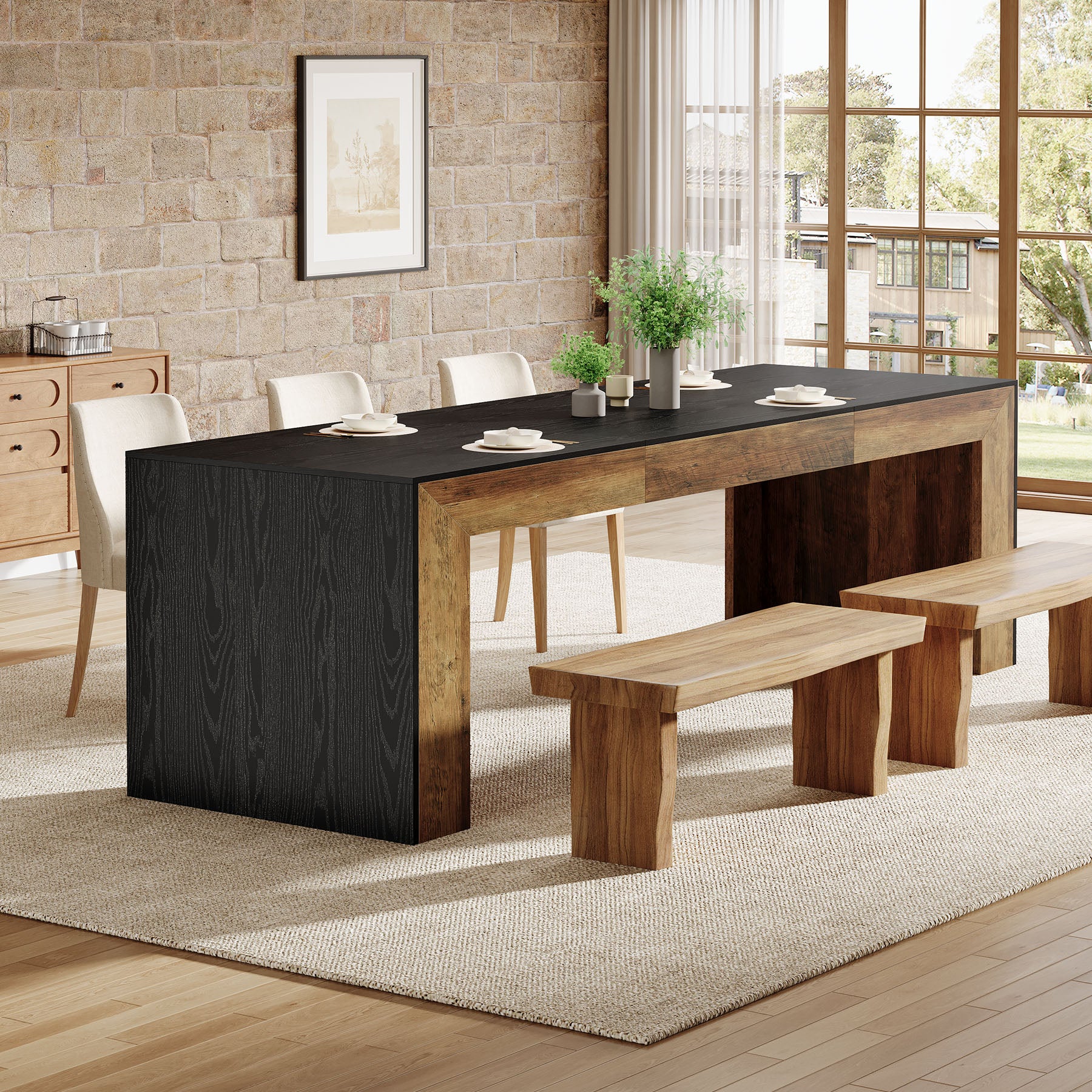 78.7" Long Dining Table, Rectangular Kitchen Table for 6-8 People - Image 3