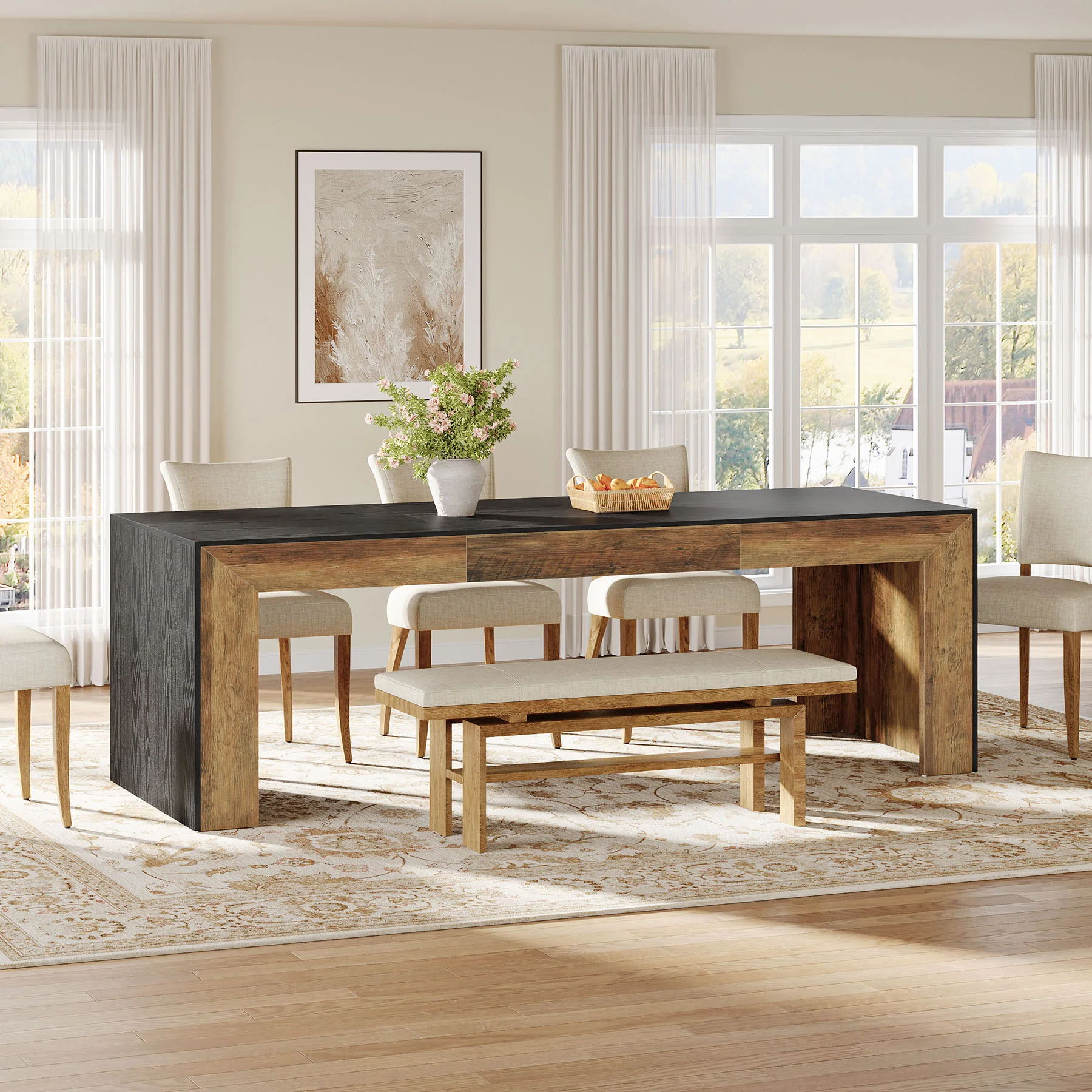 78.7" Long Dining Table, Rectangular Kitchen Table for 6-8 People - Image 6