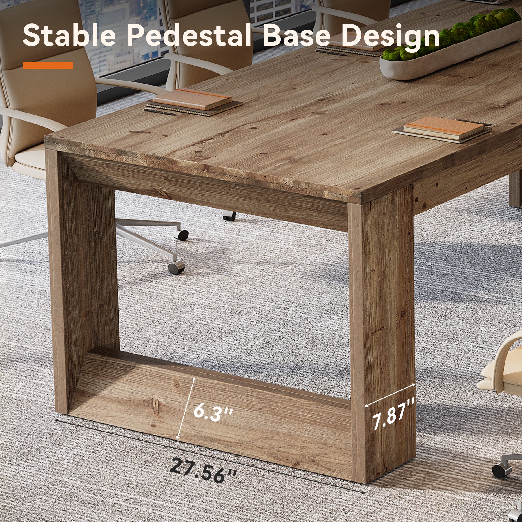 86.6" Two Person Desk, Farmhouse Solid Wood Computer Desk for Home Office - Image 6