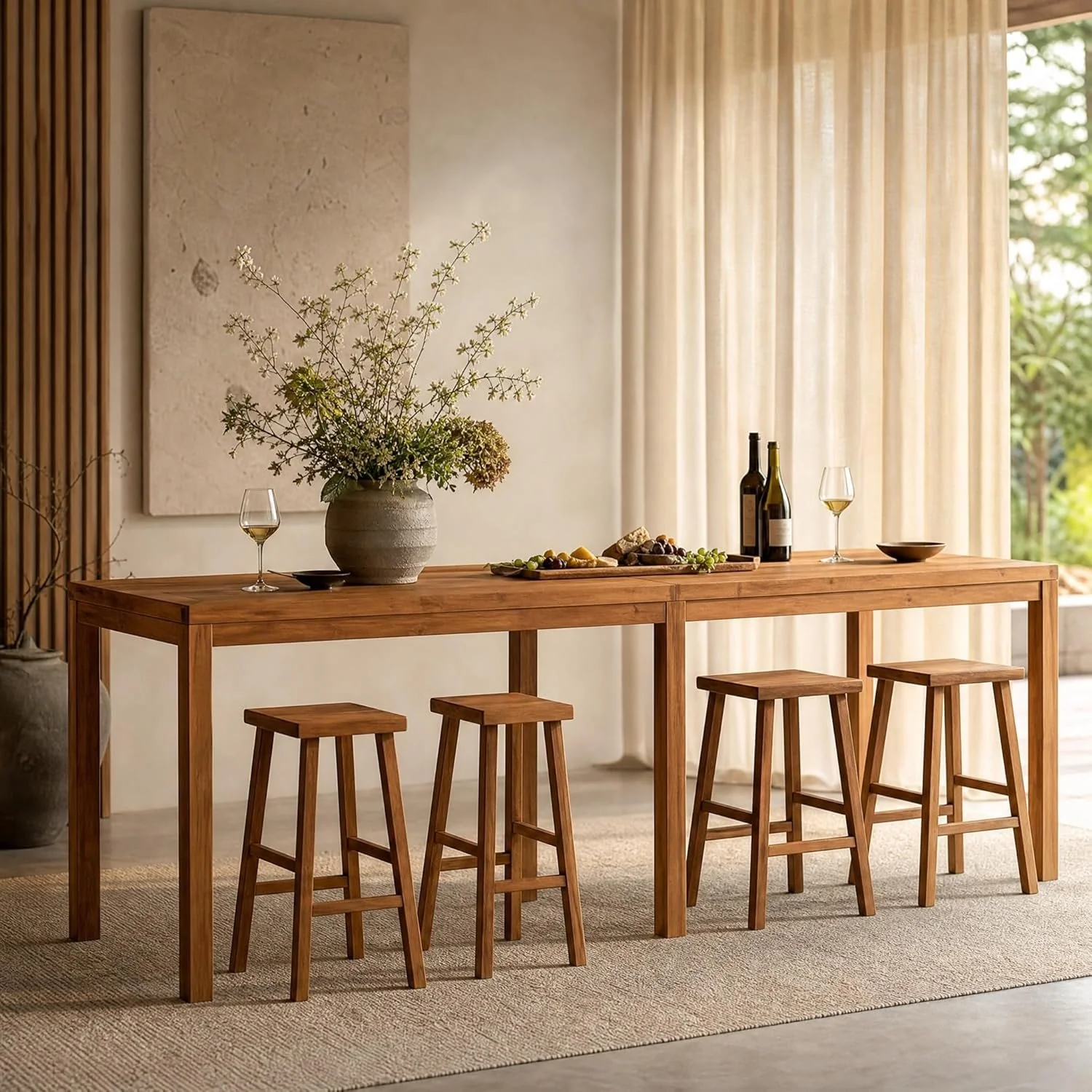 95" Solid Wood Bar Height Table, Rustic Counter Height Dining Table for Kitchen - Image 5