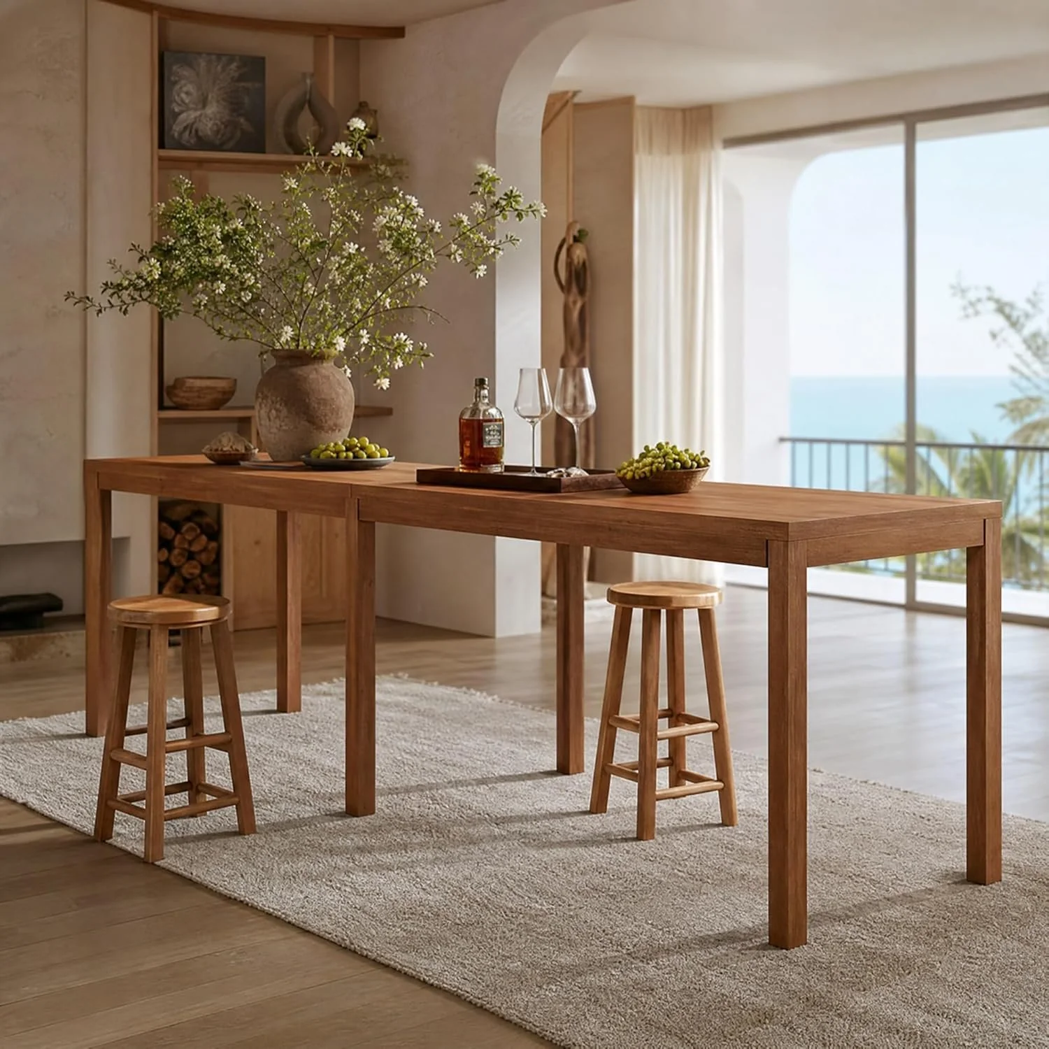 95" Solid Wood Bar Height Table, Rustic Counter Height Dining Table for Kitchen - Image 6
