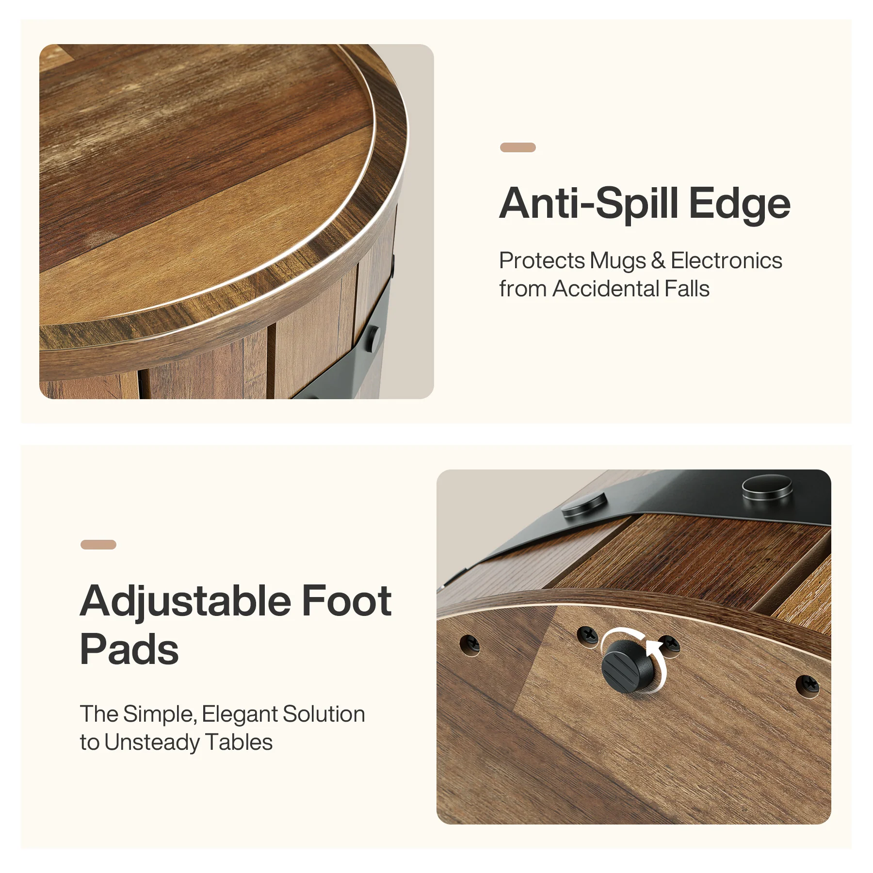 19.68" Barrel Side Table with Hidden Storage, Round Wood End Table with Lid for Living Room and Bedroom - Image 11