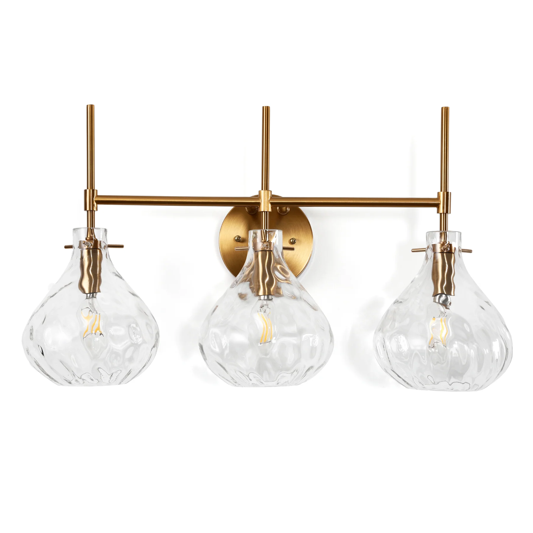 3-Light Vanity Light, Bathroom Light Fixtures with Water Ripple Glass Shades - Image 11