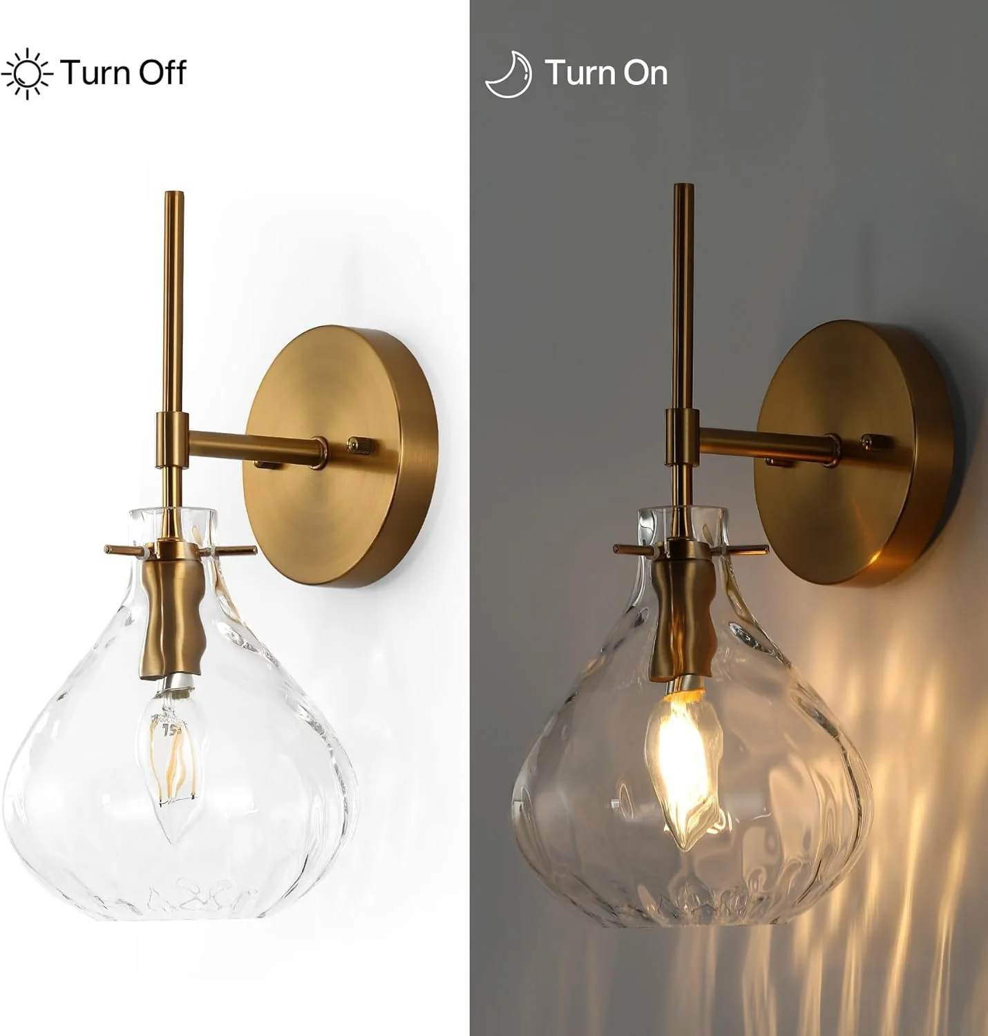 Wall Sconce Set of 2, Bathroom Vanity Wall Lamp with Clear Glass Shade - Image 6