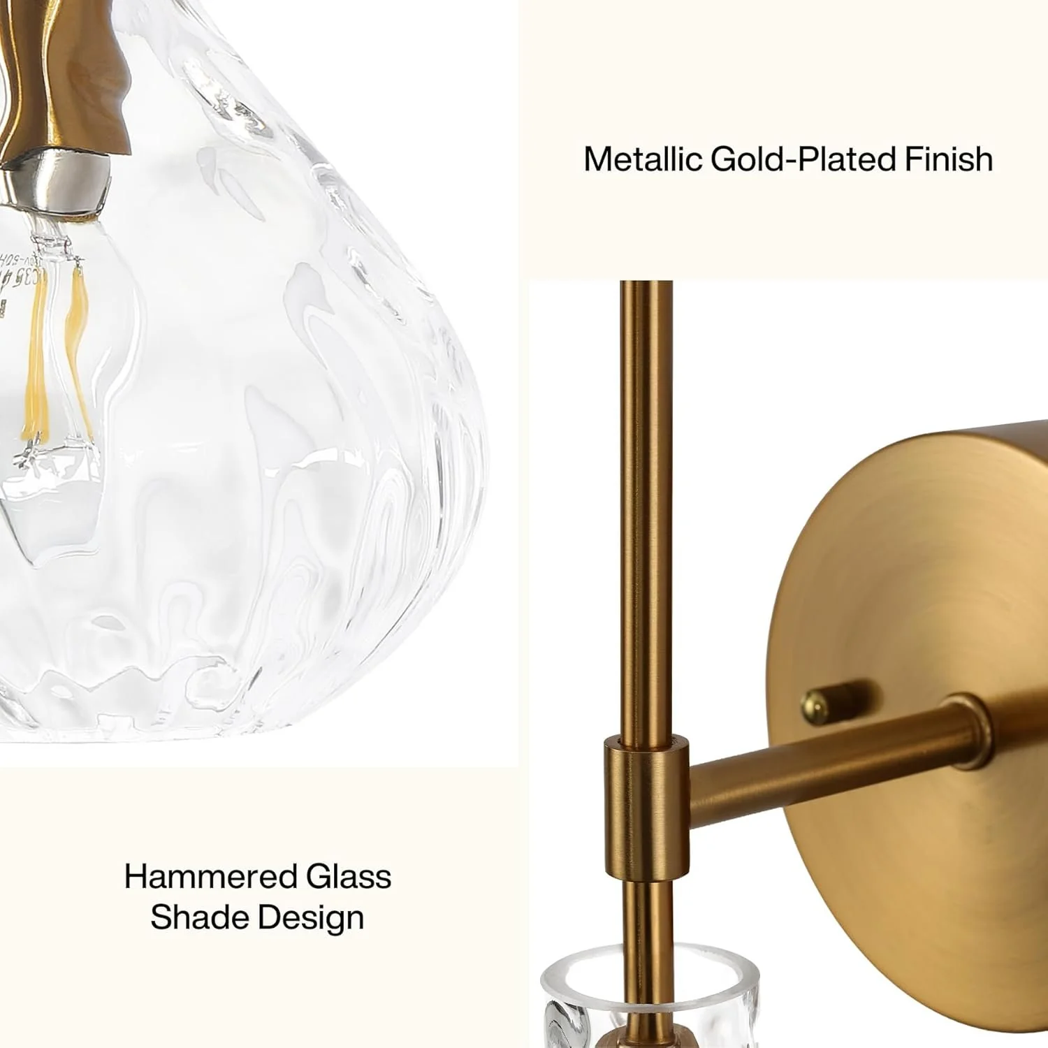 Wall Sconce Set of 2, Bathroom Vanity Wall Lamp with Clear Glass Shade - Image 7