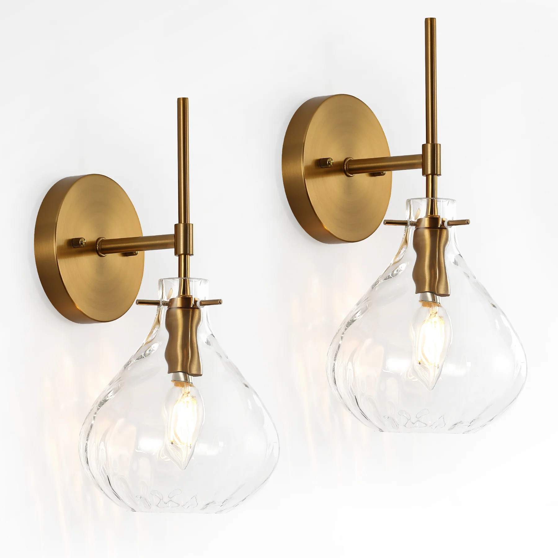 Wall Sconce Set of 2, Bathroom Vanity Wall Lamp with Clear Glass Shade - Image 9