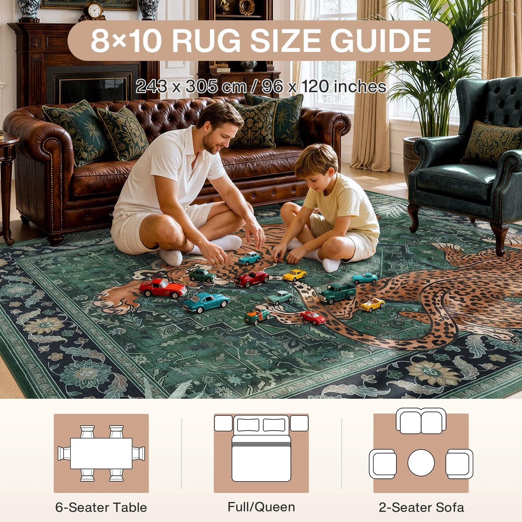 5x7/8x10 Tiger Leopard Print Area Rug, Boho Animal Washable Soft Low Pile Indoor Carpet, Oeko-Tex Certified - Image 11
