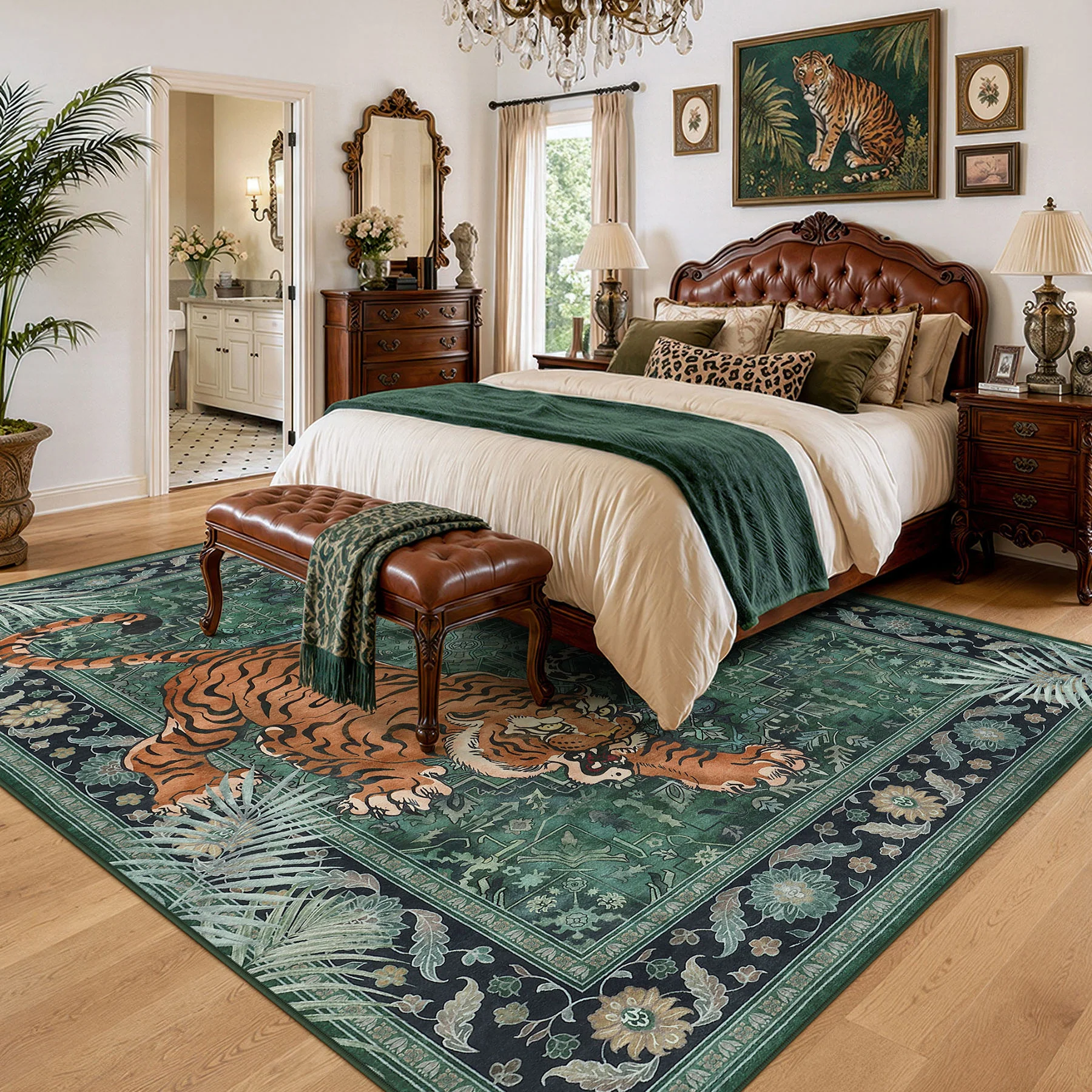 5x7/8x10 Tiger Leopard Print Area Rug, Boho Animal Washable Soft Low Pile Indoor Carpet, Oeko-Tex Certified - Image 12