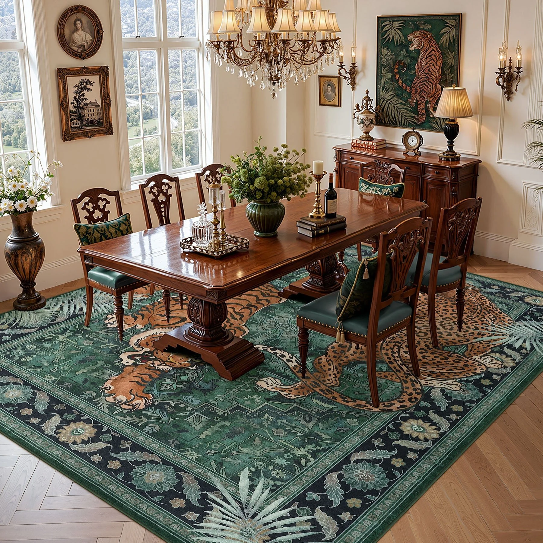5x7/8x10 Tiger Leopard Print Area Rug, Boho Animal Washable Soft Low Pile Indoor Carpet, Oeko-Tex Certified - Image 13
