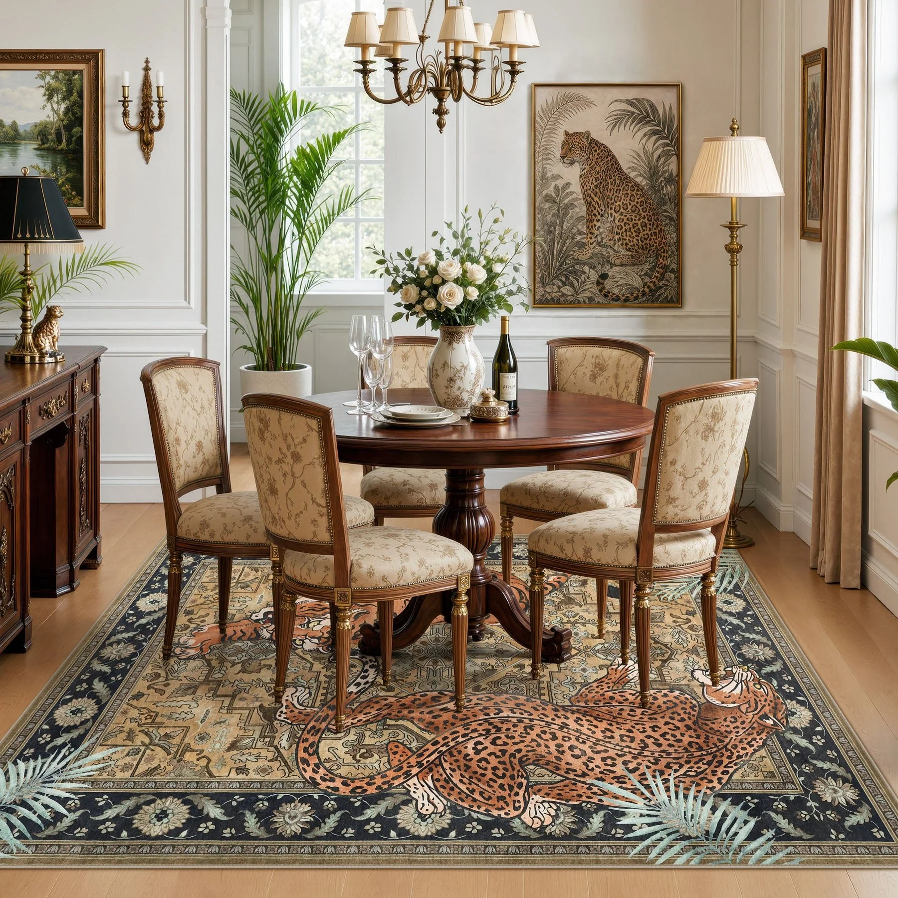 5x7/8x10 Tiger Leopard Print Area Rug, Boho Animal Washable Soft Low Pile Indoor Carpet, Oeko-Tex Certified - Image 17
