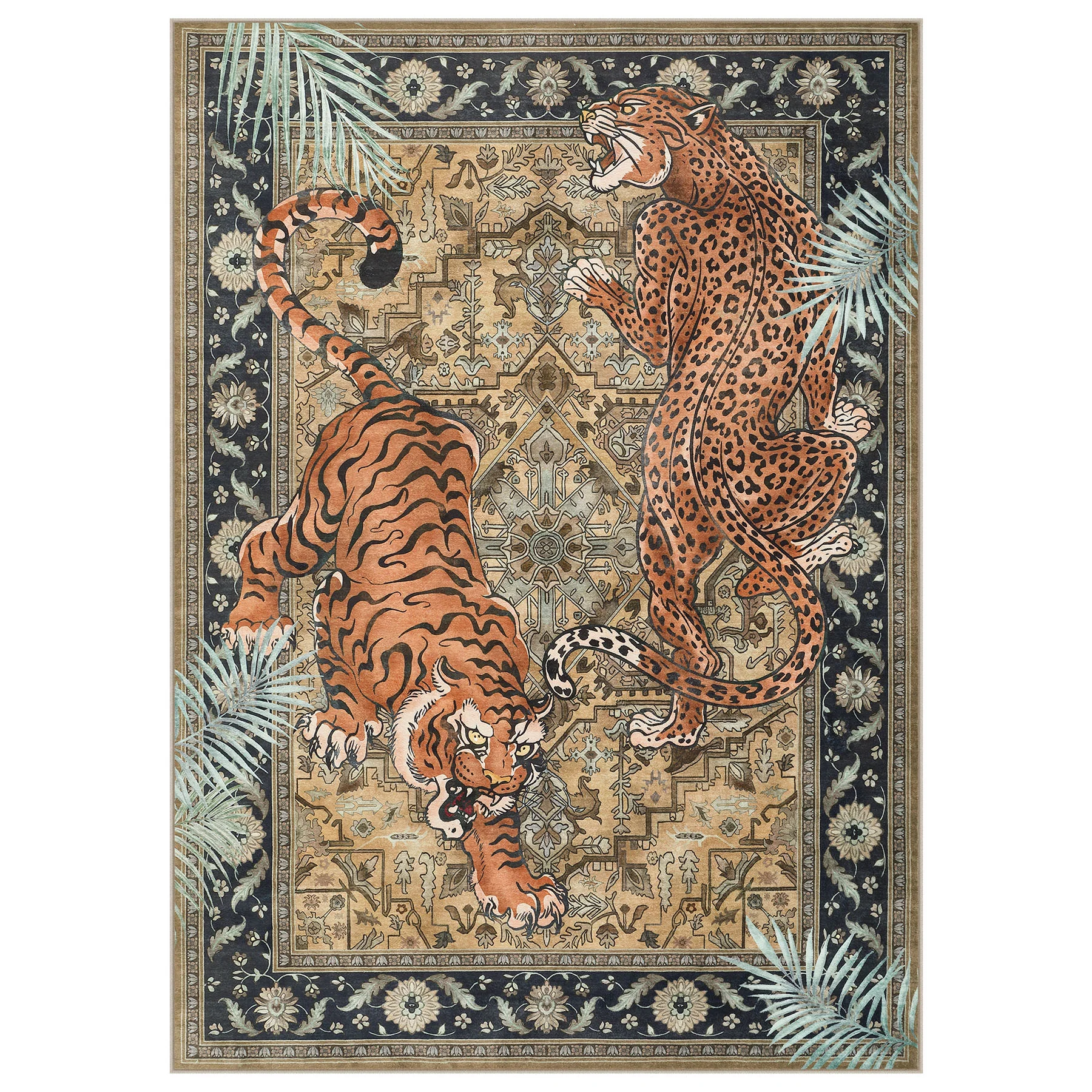 5x7/8x10 Tiger Leopard Print Area Rug, Boho Animal Washable Soft Low Pile Indoor Carpet, Oeko-Tex Certified - Image 21