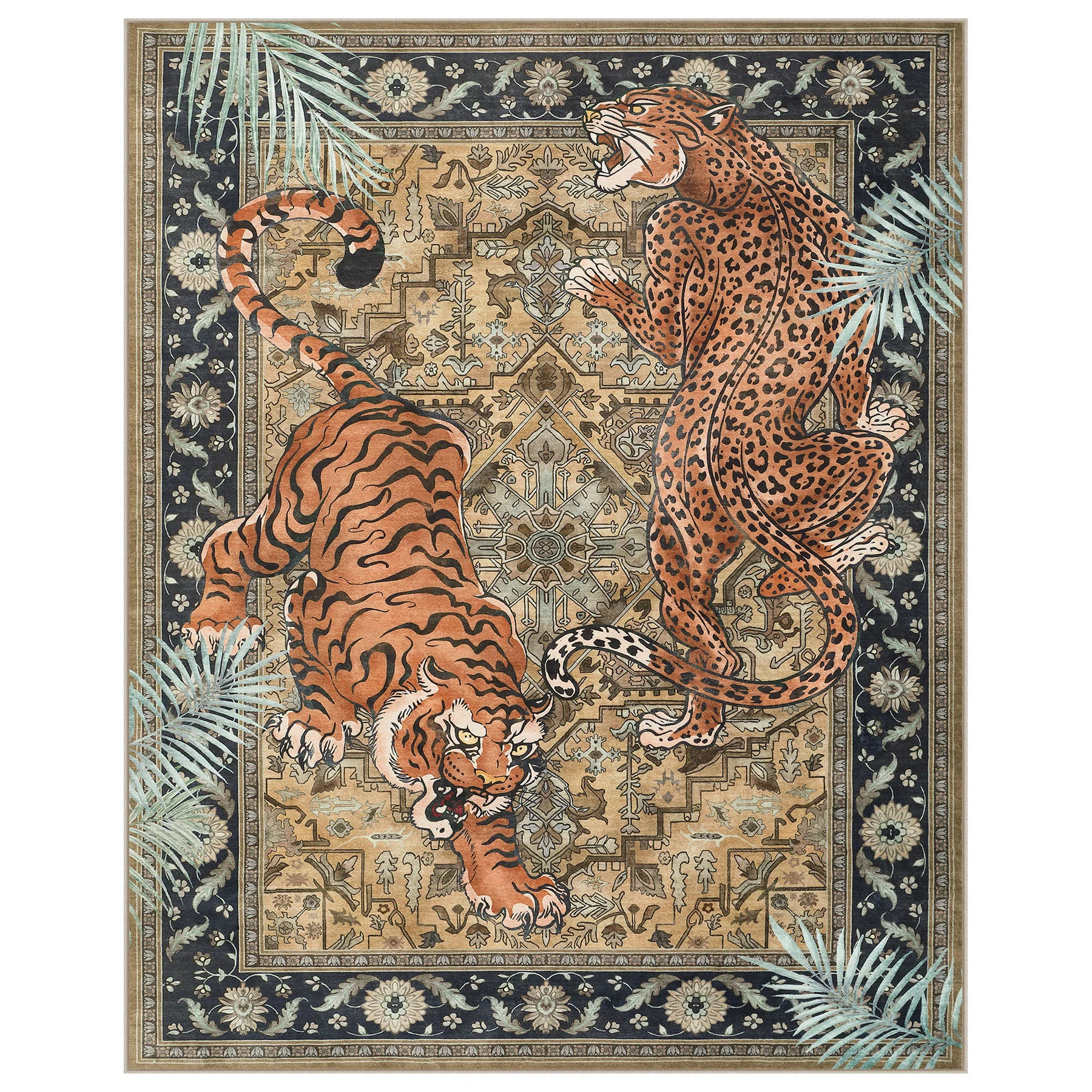 5x7/8x10 Tiger Leopard Print Area Rug, Boho Animal Washable Soft Low Pile Indoor Carpet, Oeko-Tex Certified - Image 25