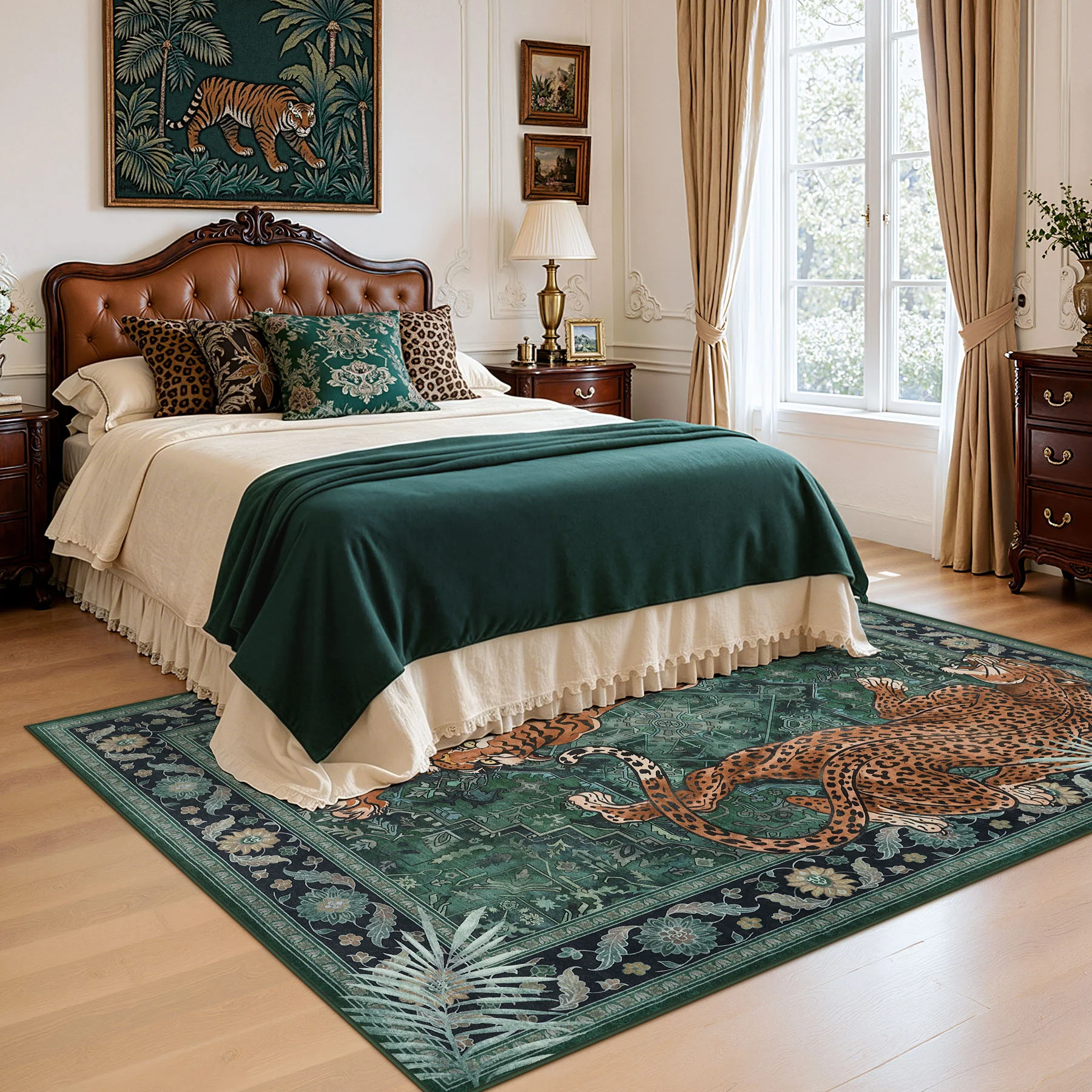 5x7/8x10 Tiger Leopard Print Area Rug, Boho Animal Washable Soft Low Pile Indoor Carpet, Oeko-Tex Certified - Image 3
