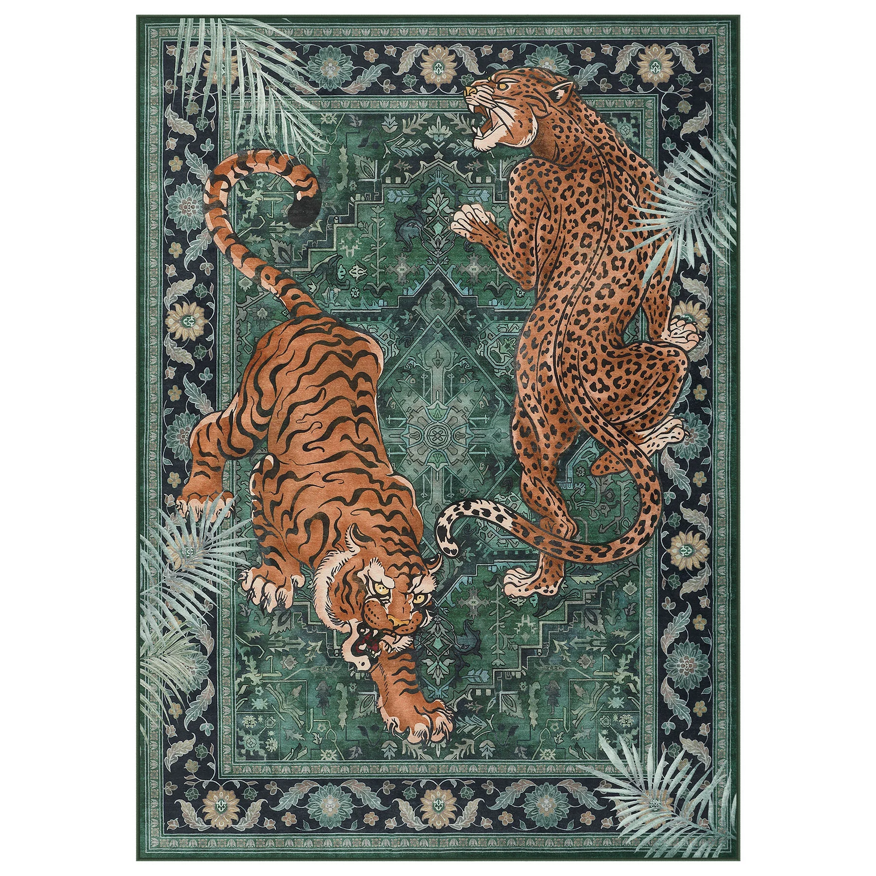 5x7/8x10 Tiger Leopard Print Area Rug, Boho Animal Washable Soft Low Pile Indoor Carpet, Oeko-Tex Certified - Image 9