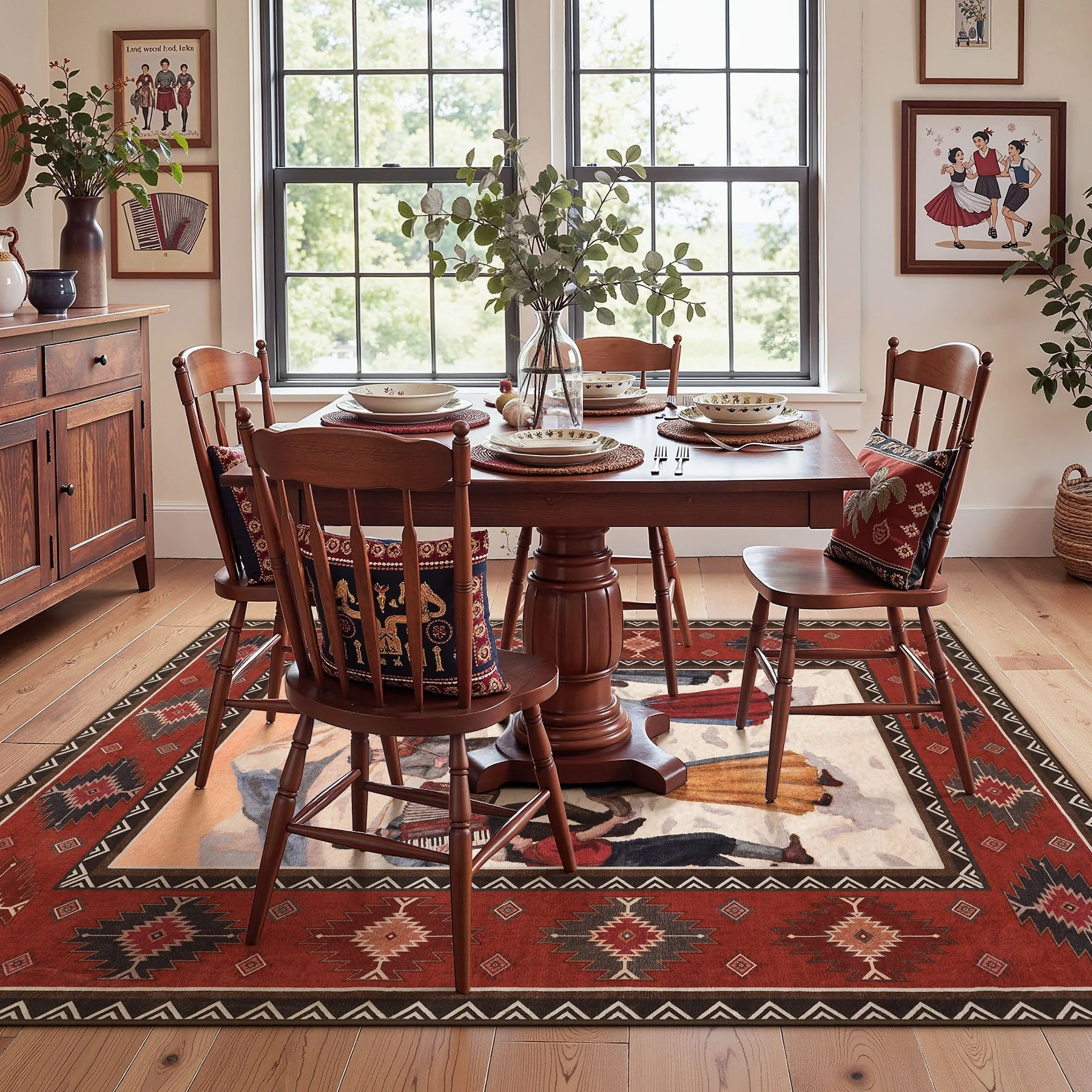 3x5/5x7 Southwestern Rust Red Rugs, Boho Tribal Washable Area Rug for Entryway, Soft Non-Slip Low Pile Indoor Carpet, Oeko-Tex Certified - Image 12