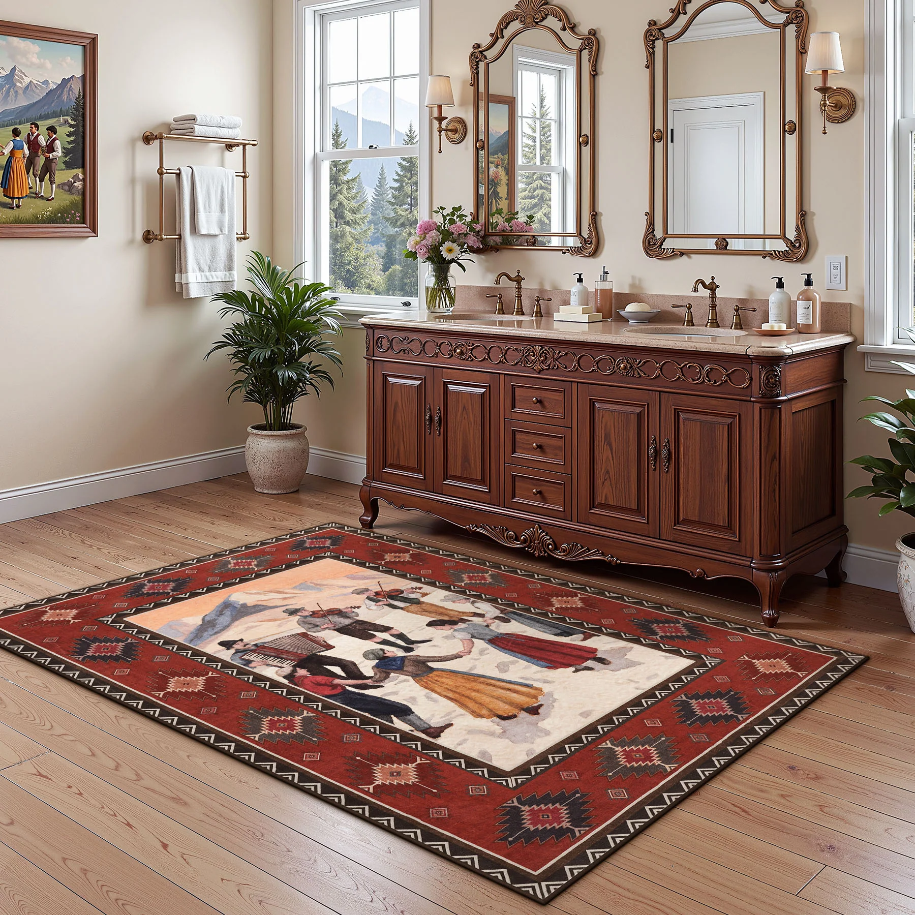 3x5/5x7 Southwestern Rust Red Rugs, Boho Tribal Washable Area Rug for Entryway, Soft Non-Slip Low Pile Indoor Carpet, Oeko-Tex Certified - Image 5