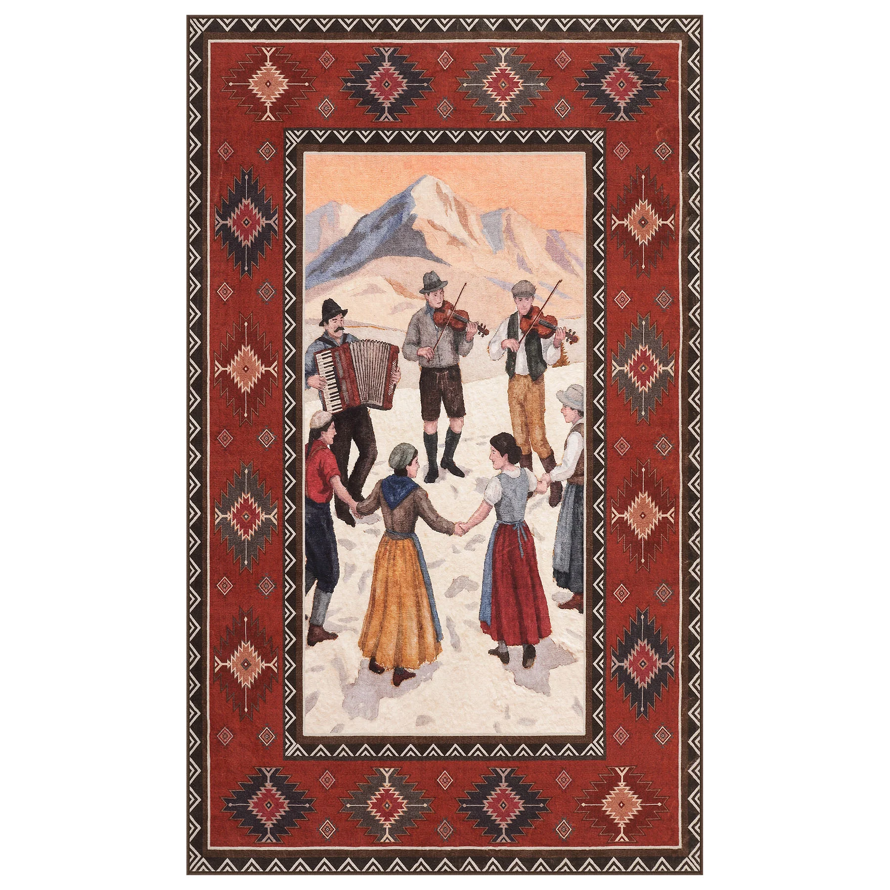 3x5/5x7 Southwestern Rust Red Rugs, Boho Tribal Washable Area Rug for Entryway, Soft Non-Slip Low Pile Indoor Carpet, Oeko-Tex Certified - Image 7