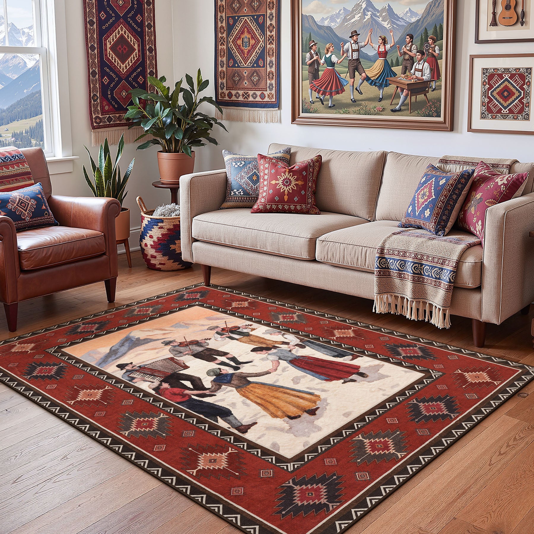3x5/5x7 Southwestern Rust Red Rugs, Boho Tribal Washable Area Rug for Entryway, Soft Non-Slip Low Pile Indoor Carpet, Oeko-Tex Certified - Image 8