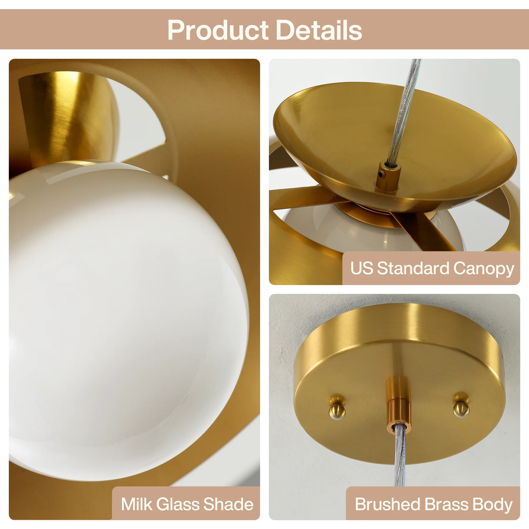 Brass Dome Pendant Light, Gold Island Light Fixtures with Height Adjustable - Image 8