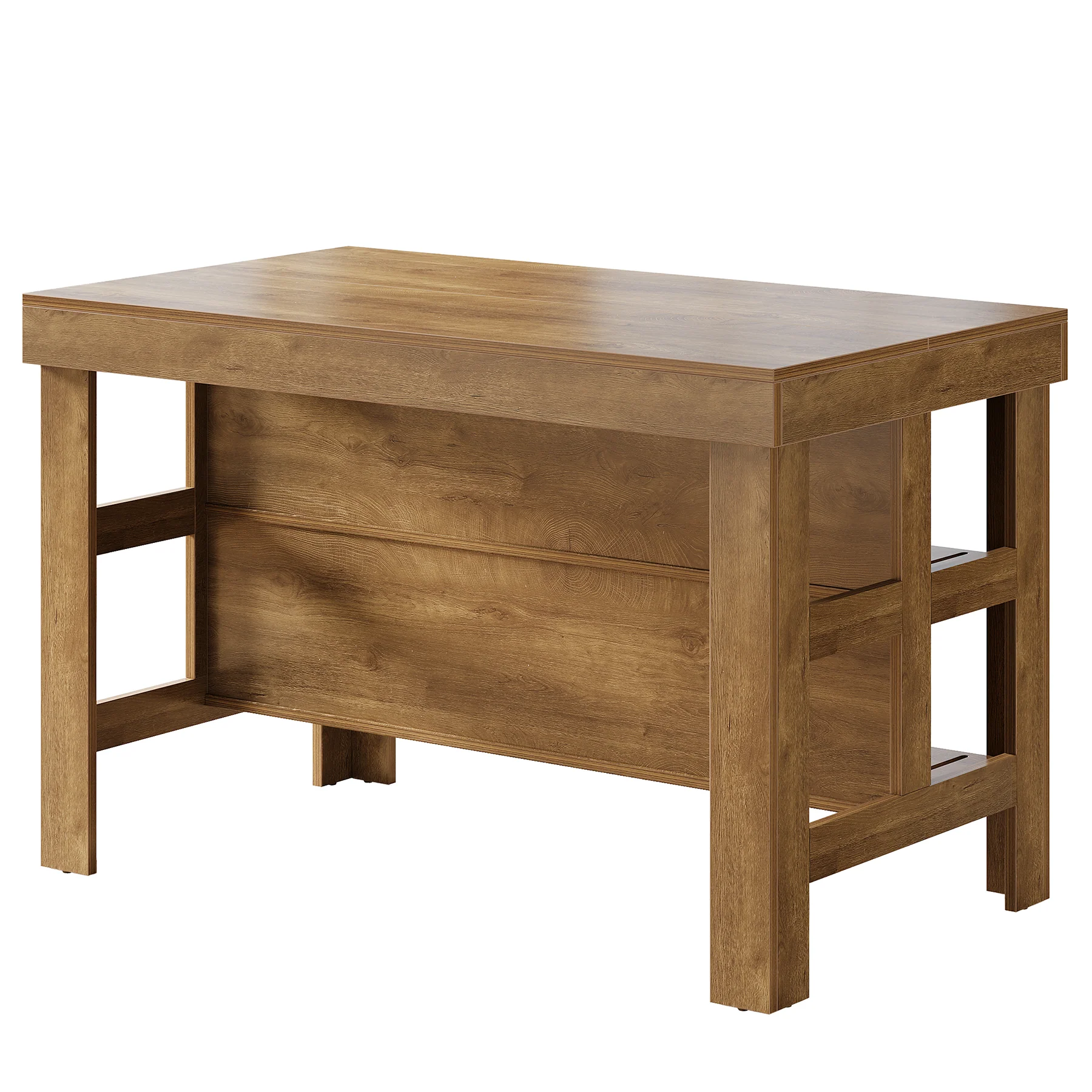 55" Kitchen Island, Breakfast Counter with Seating and Storage Shelves - Image 11