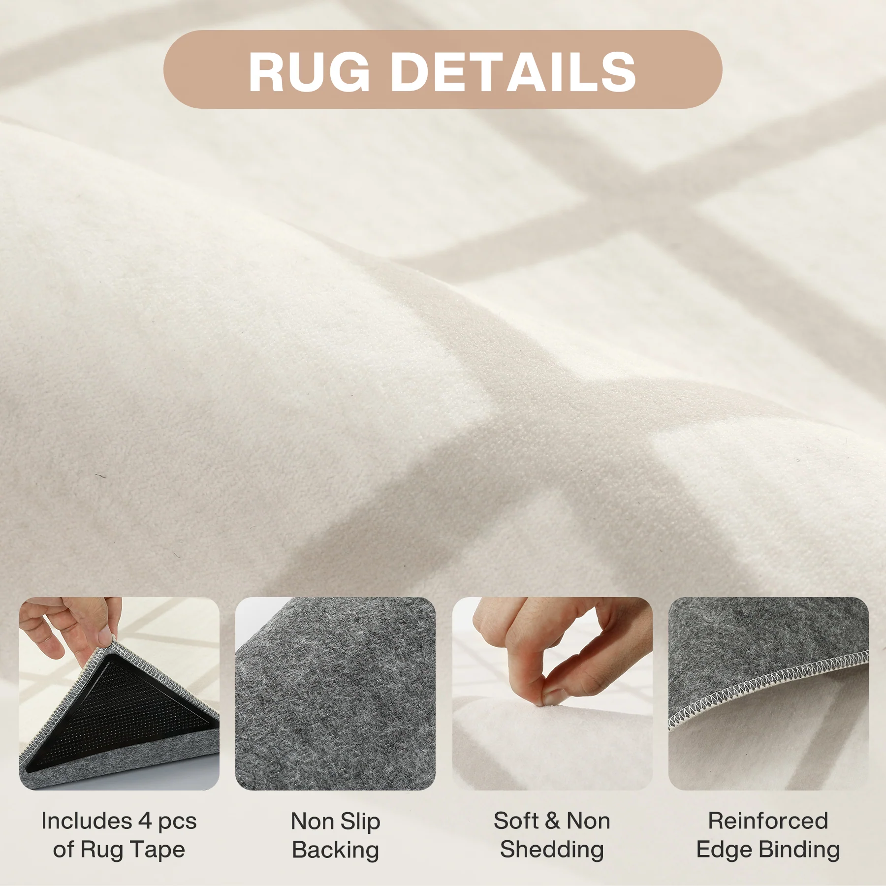 5x7/8x10 Modern Plaid Area Rug, Checkered Washable Rug Soft Non-Slip Ultra Thin Throw Carpet for Living Room, Oeko-Tex Certified - Image 19