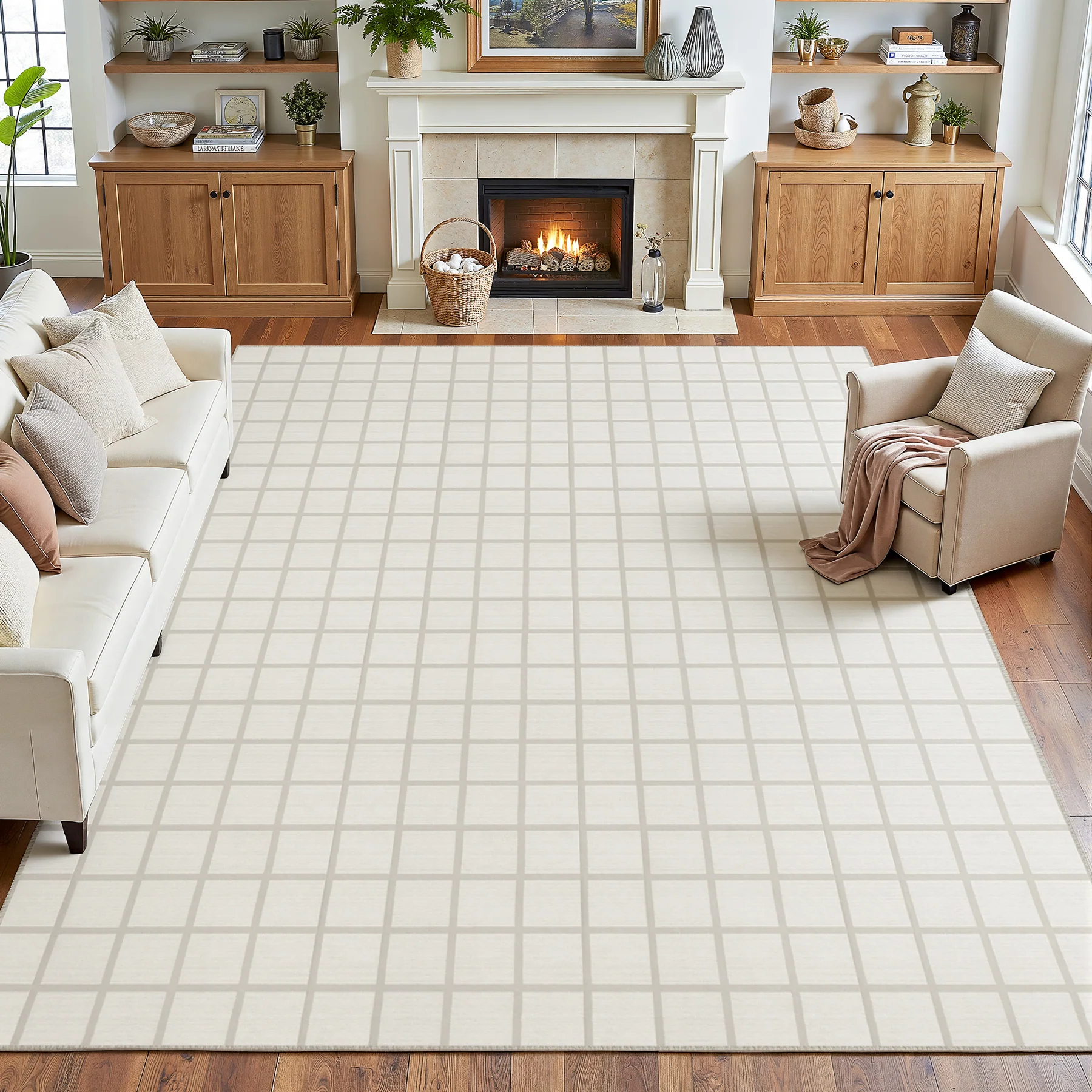 5x7/8x10 Modern Plaid Area Rug, Checkered Washable Rug Soft Non-Slip Ultra Thin Throw Carpet for Living Room, Oeko-Tex Certified - Image 23