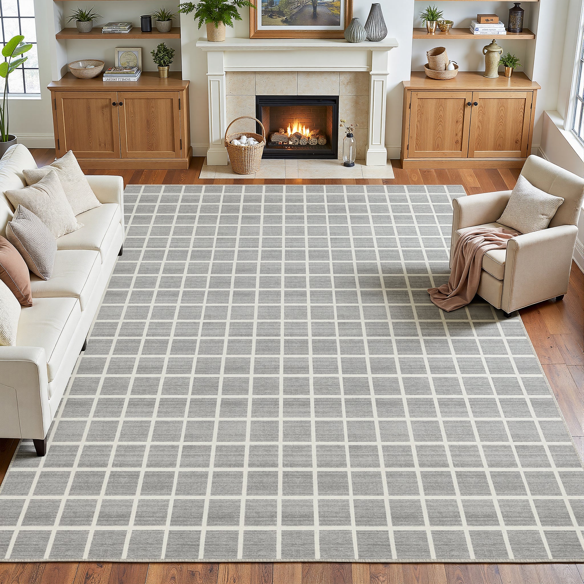 5x7/8x10 Modern Plaid Area Rug, Checkered Washable Rug Soft Non-Slip Ultra Thin Throw Carpet for Living Room, Oeko-Tex Certified - Image 8