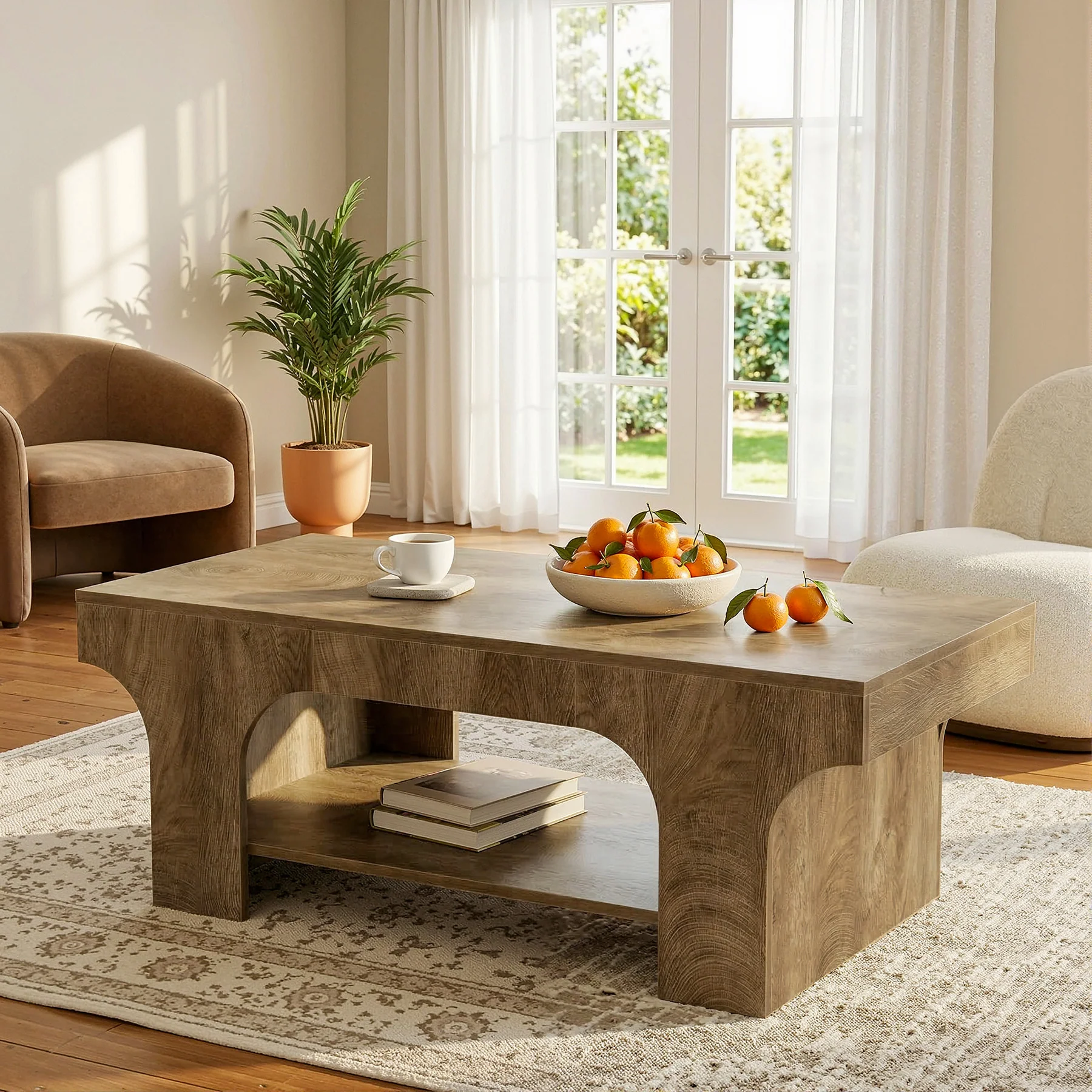 Tribesigns 47.24" Coffee Table, 2-Tier Farmhouse Center Table for Living Room - Image 4