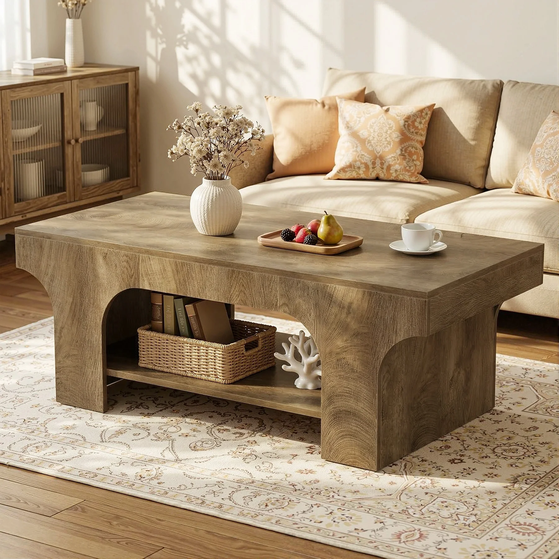 Tribesigns 47.24" Coffee Table, 2-Tier Farmhouse Center Table for Living Room - Image 7