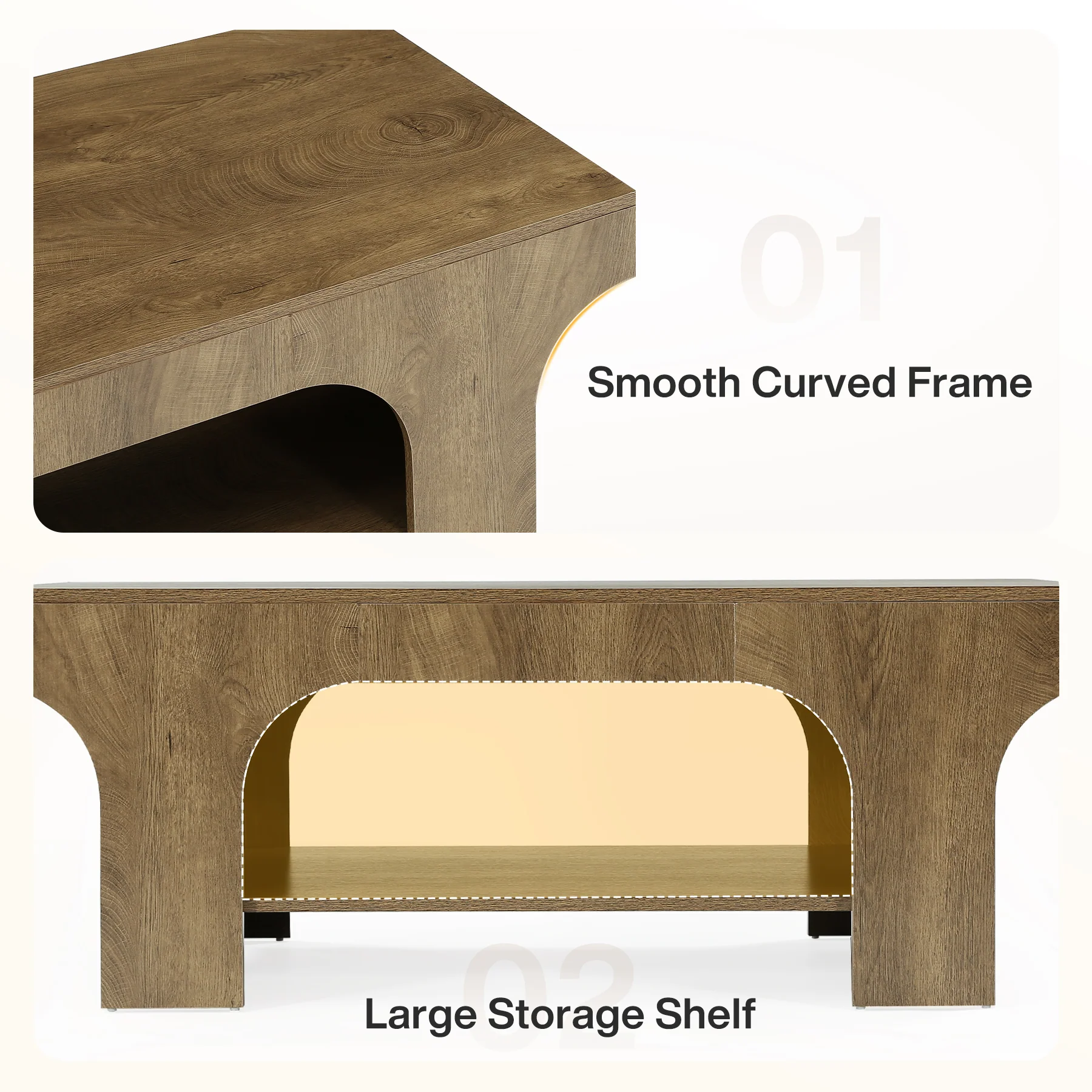 Tribesigns 47.24" Coffee Table, 2-Tier Farmhouse Center Table for Living Room - Image 9