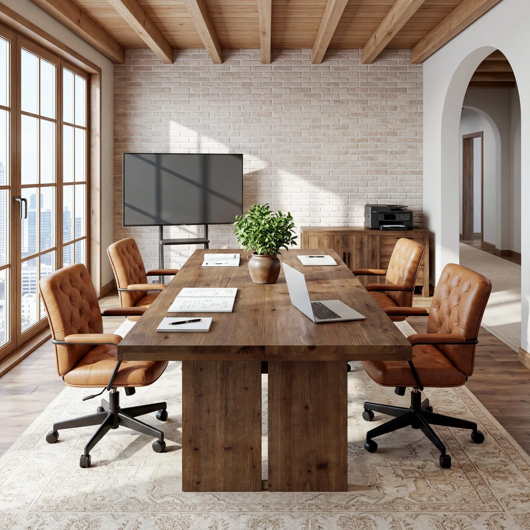Tribesigns 63" Conference Table for 6 People, Solid Wood Meeting Table for Office - Image 6