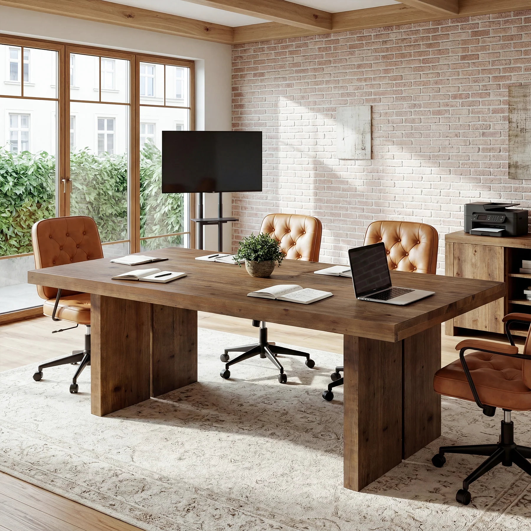 Tribesigns 63" Conference Table for 6 People, Solid Wood Meeting Table for Office - Image 7