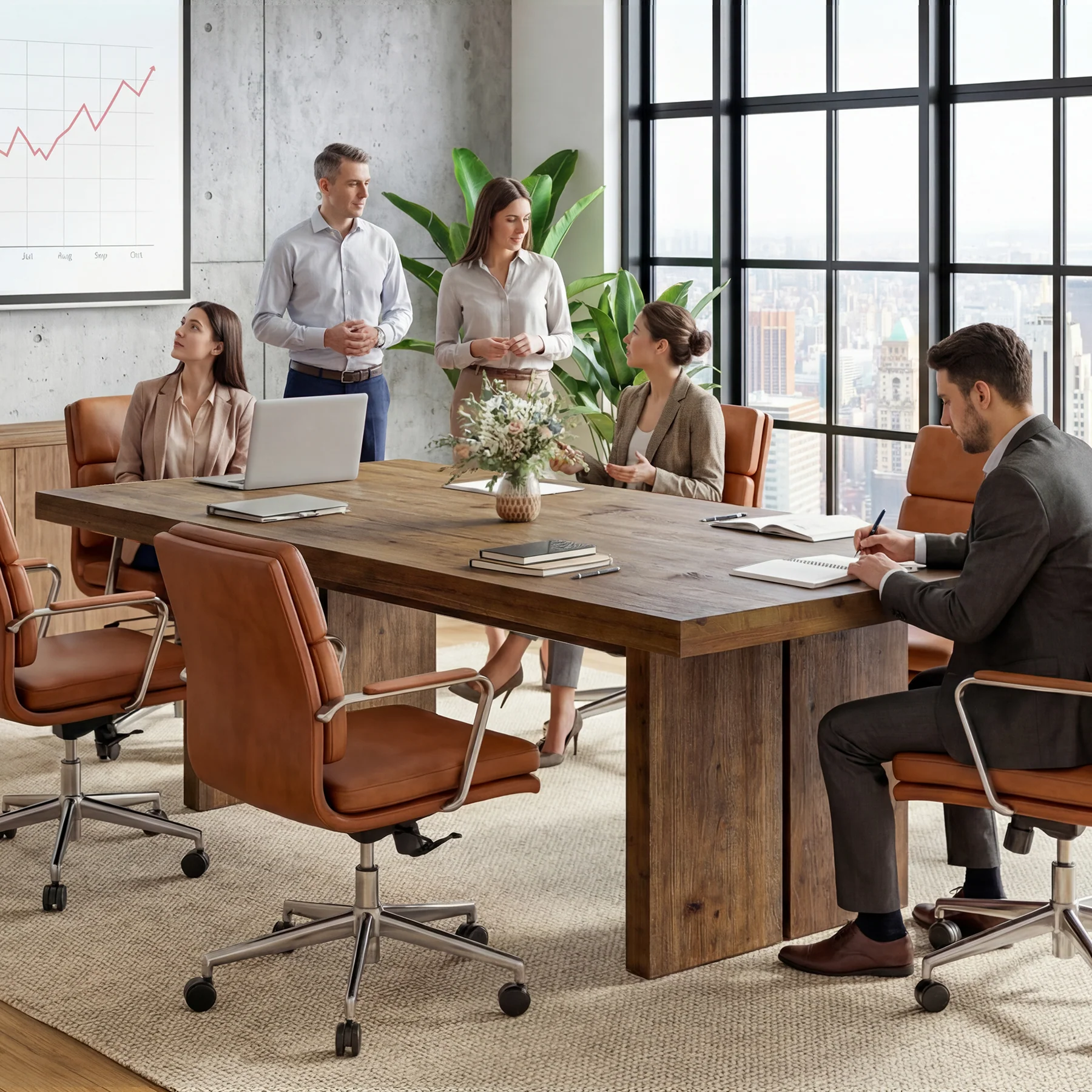 Tribesigns 63" Conference Table for 6 People, Solid Wood Meeting Table for Office - Image 9