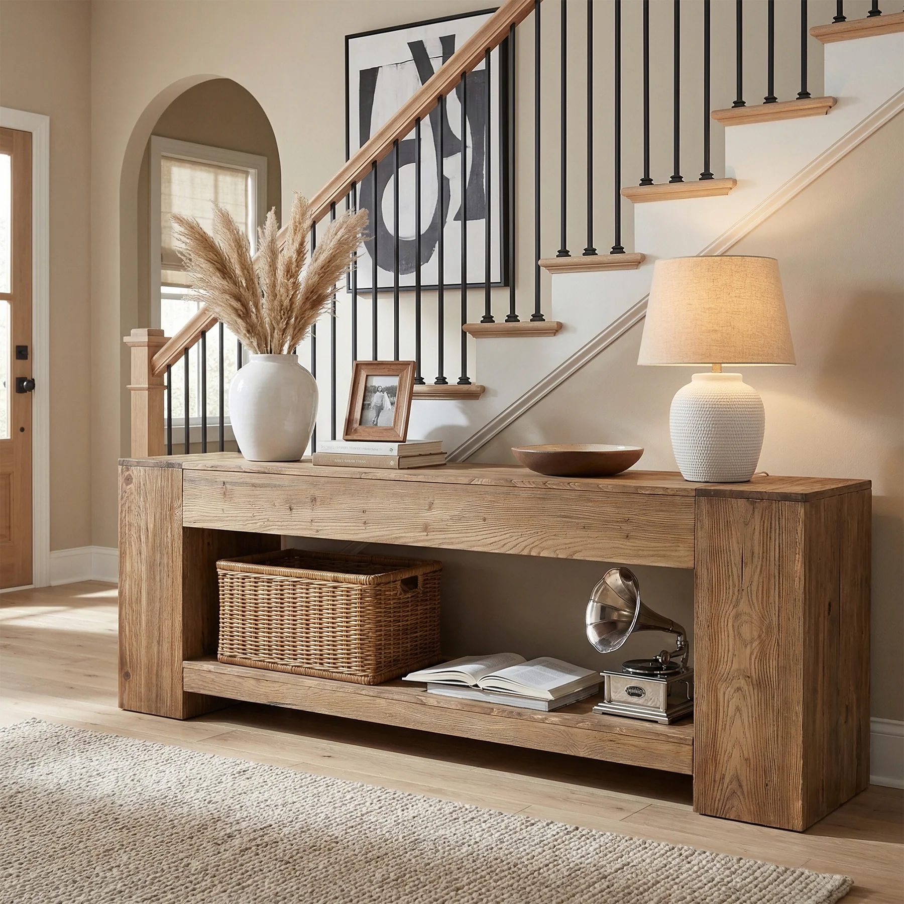 Tribesigns 62.99" Console Table, Solid Wood Entryway Table with Shelf for Hallway - Image 6