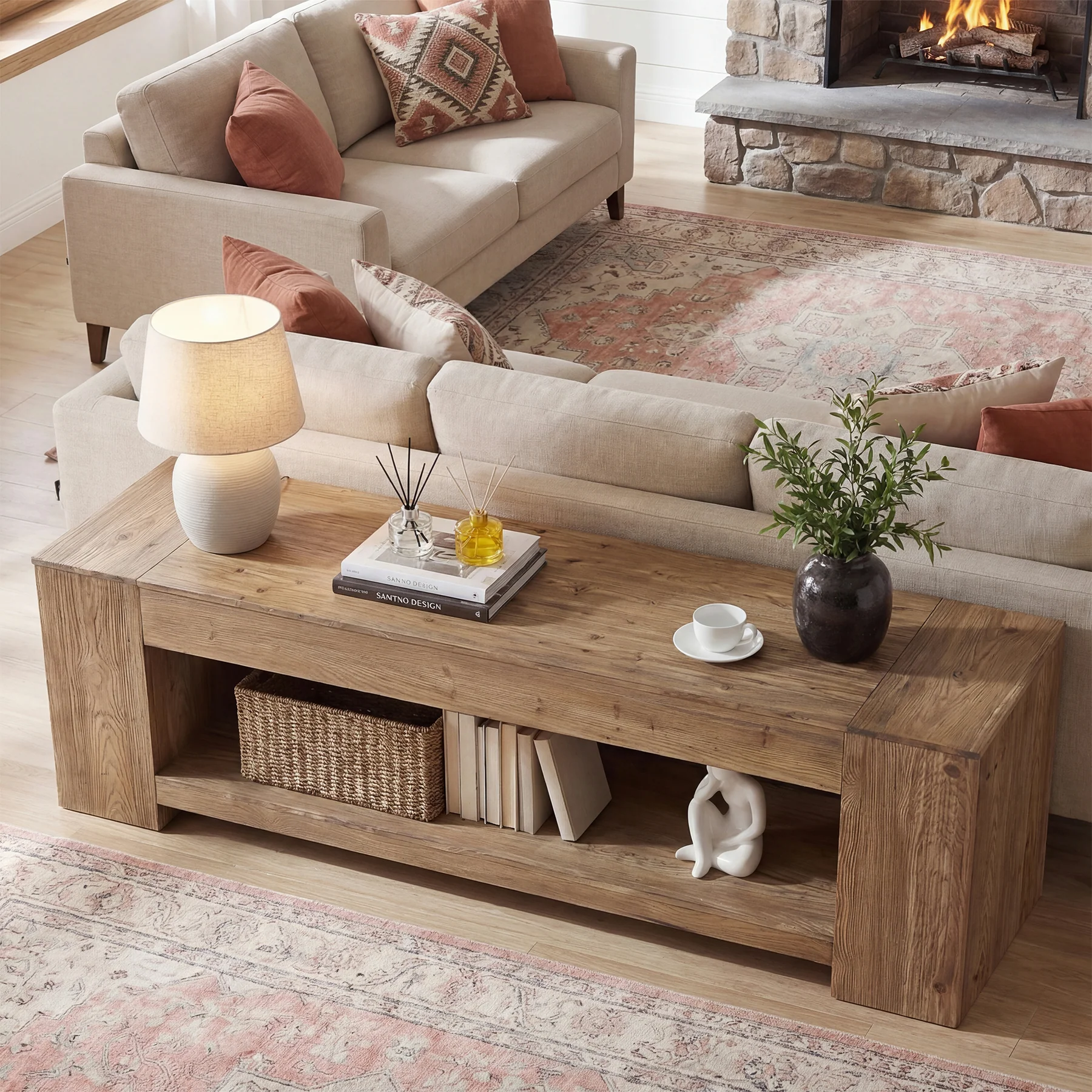 Tribesigns 62.99" Console Table, Solid Wood Entryway Table with Shelf for Hallway - Image 7