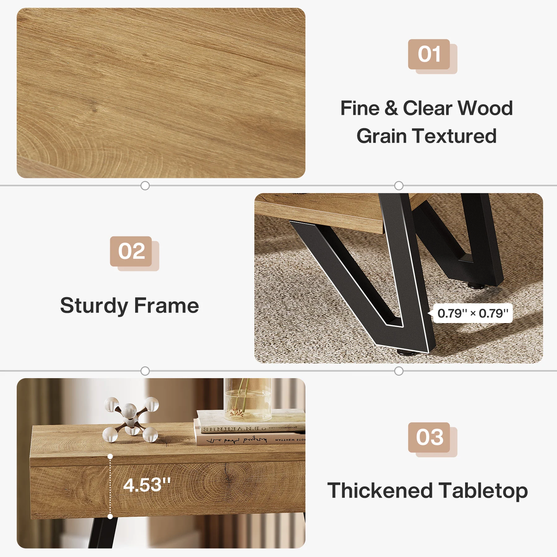 Narrow End Table,Couch Arm Side Table Nightstand with Storage Shelves - Image 7