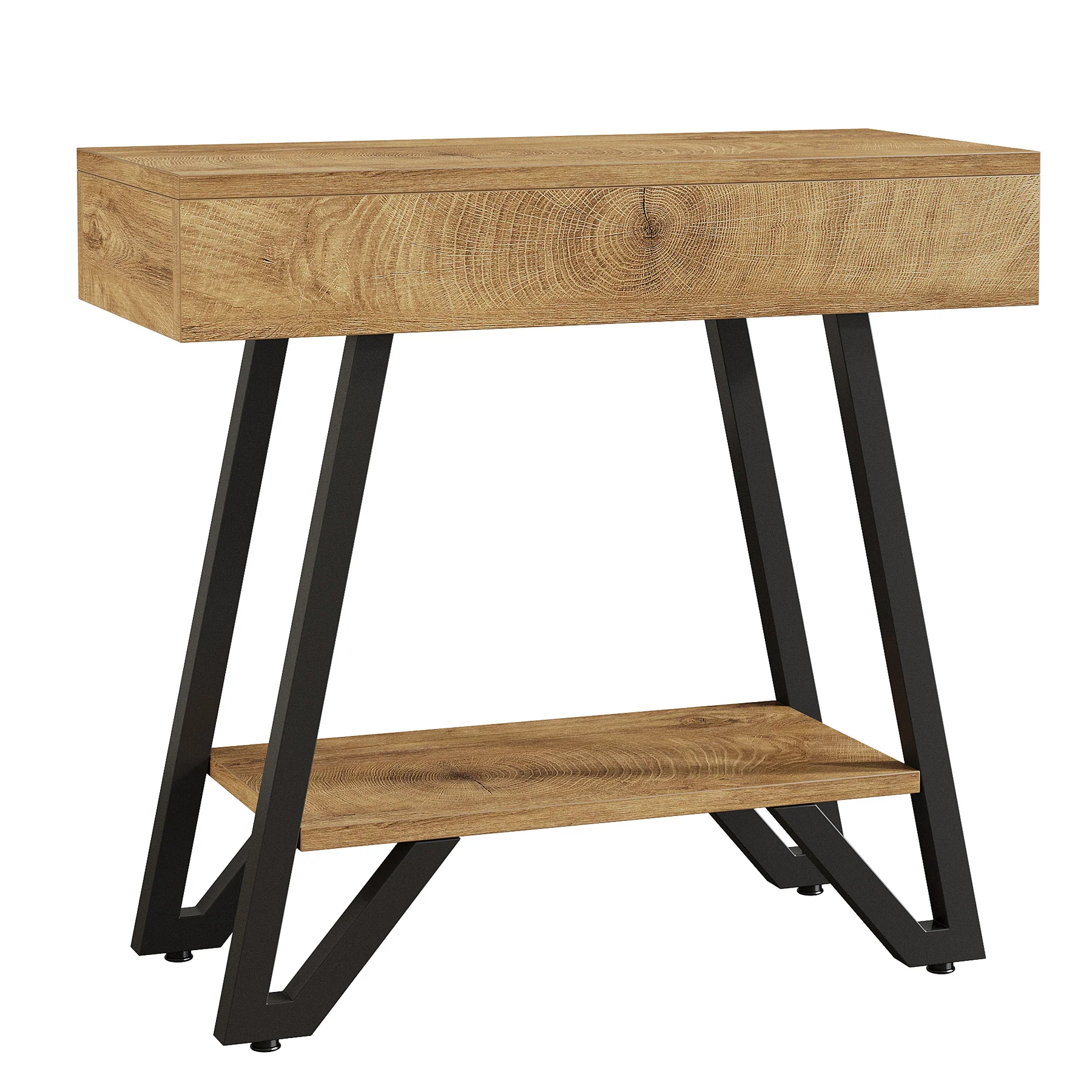 Narrow End Table,Couch Arm Side Table Nightstand with Storage Shelves - Image 9