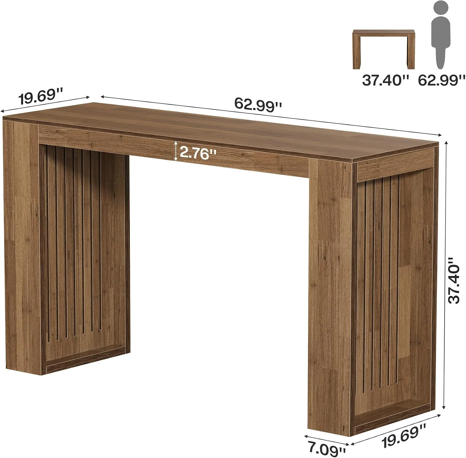 63" Long Bar Table, Counter Height Home Bar Unit Dining Table - Image 2
